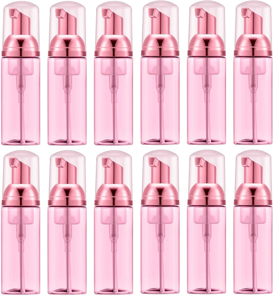 KOIBITO 2 Oz Foam Pump Bottle, Empty Lash Shampoo Bottles, Travel Foaming Dispenser for Hand Soap,Body Wash(12 PCS, Rose Red)
