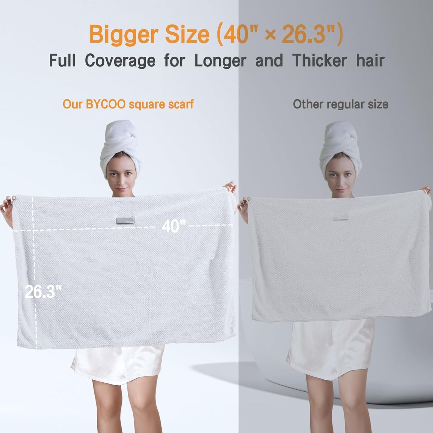 Large Microfiber Hair Towel Wrap for Women, Anti Frizz Drying Towel, Fast Dry Turban Wet Hair, Long, Thick, Curly Super Absorbent Soft Towels - White