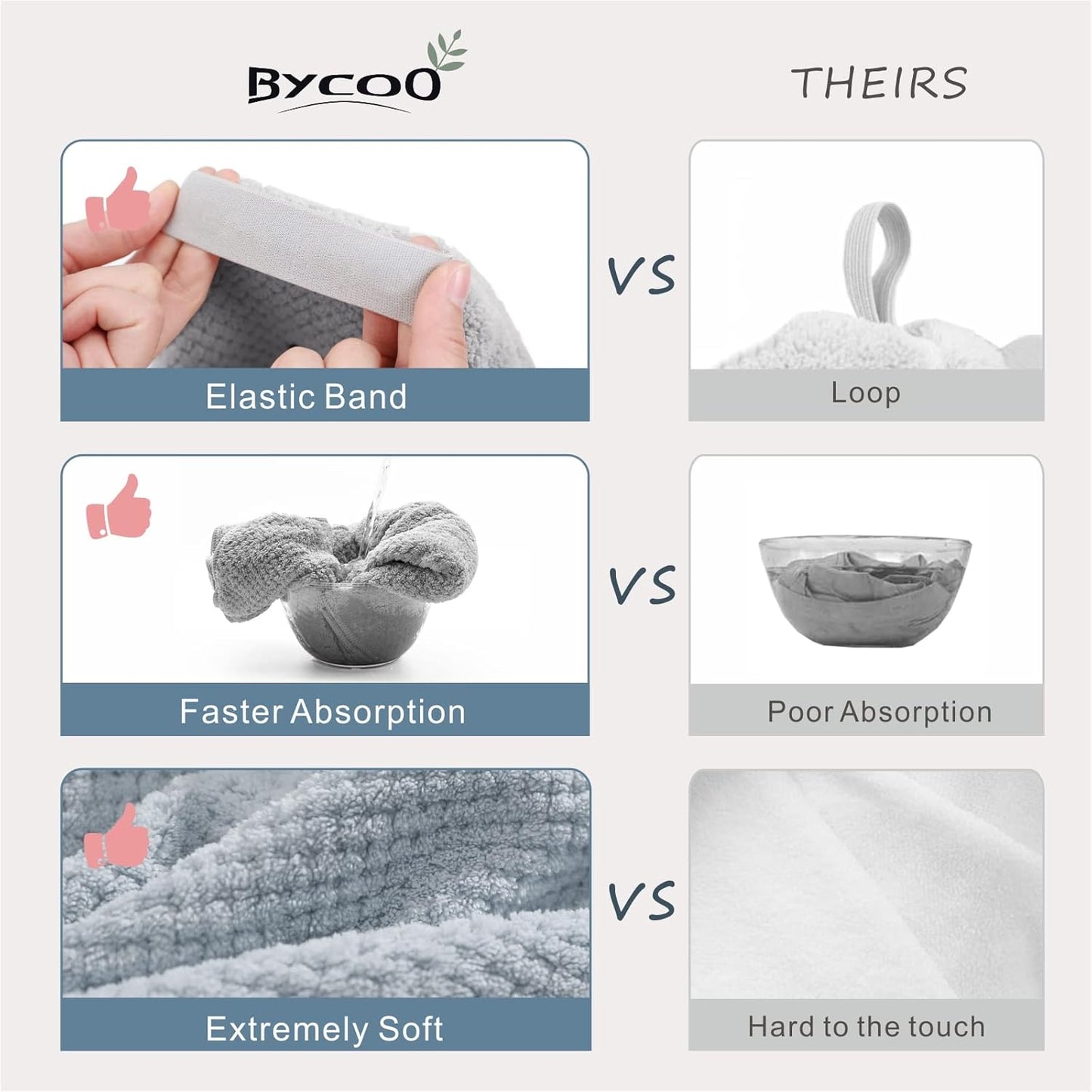 2 Pack Large Microfiber Hair Towel Wrap for Women, Anti Frizz Hair Drying Towel, Fast Dry Hair Turban for Wet Hair, Long, Thick, Curly Hair, Super Absorbent Soft Hair Towels (Blue & Gray)