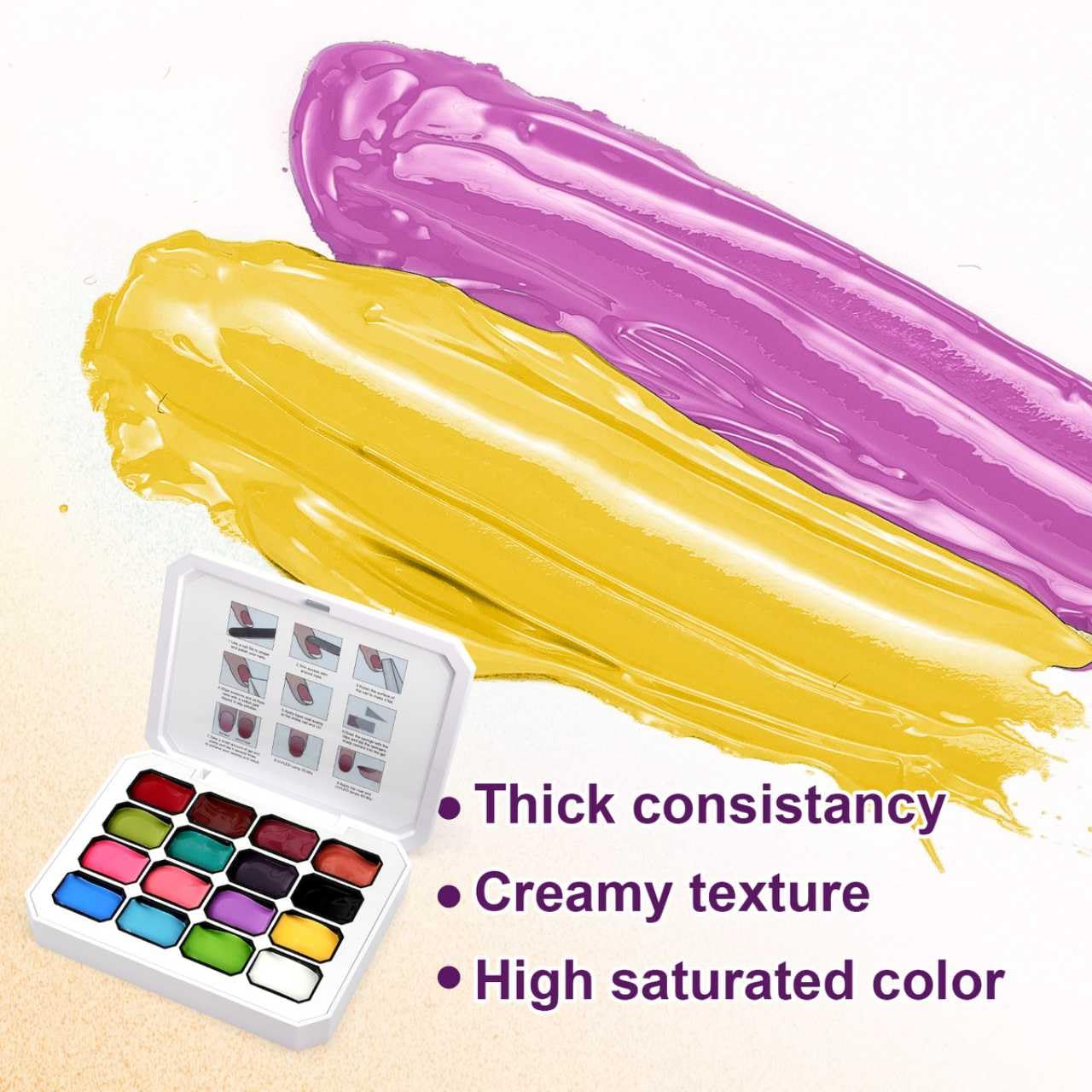 Gradient Painting Gel, 12 Gliter Colors Ombre Gel Nail Polish for Pigment Pat Silver&Gold Aura Nails, French Manicure DIY Nail Art Long-lasting No-wipe Palette25