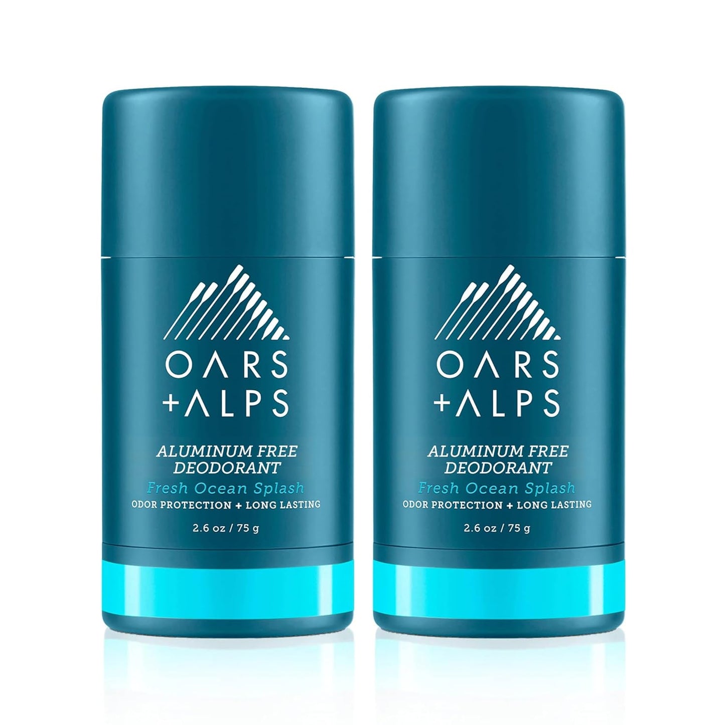 Oars + Alps Deodorant for Men & Women, Aluminum Free Deodorant for Men, Dermatologist Tested, Clean Ingredients, Non Toxic, Vegan, Long Lasting, Odor Protection, Fresh Ocean Splash, 2pk, 2.6oz