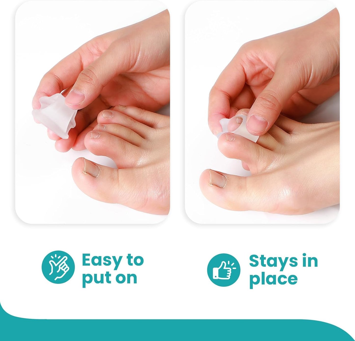 Hammertoe Corrector for Women - Soft Gel Toe Straighteners - Realign Bent, Curled, Crooked, Claw, Bunion, Hammer Toes - Toe Corrector for Men（8 Count, Medium, Clear）