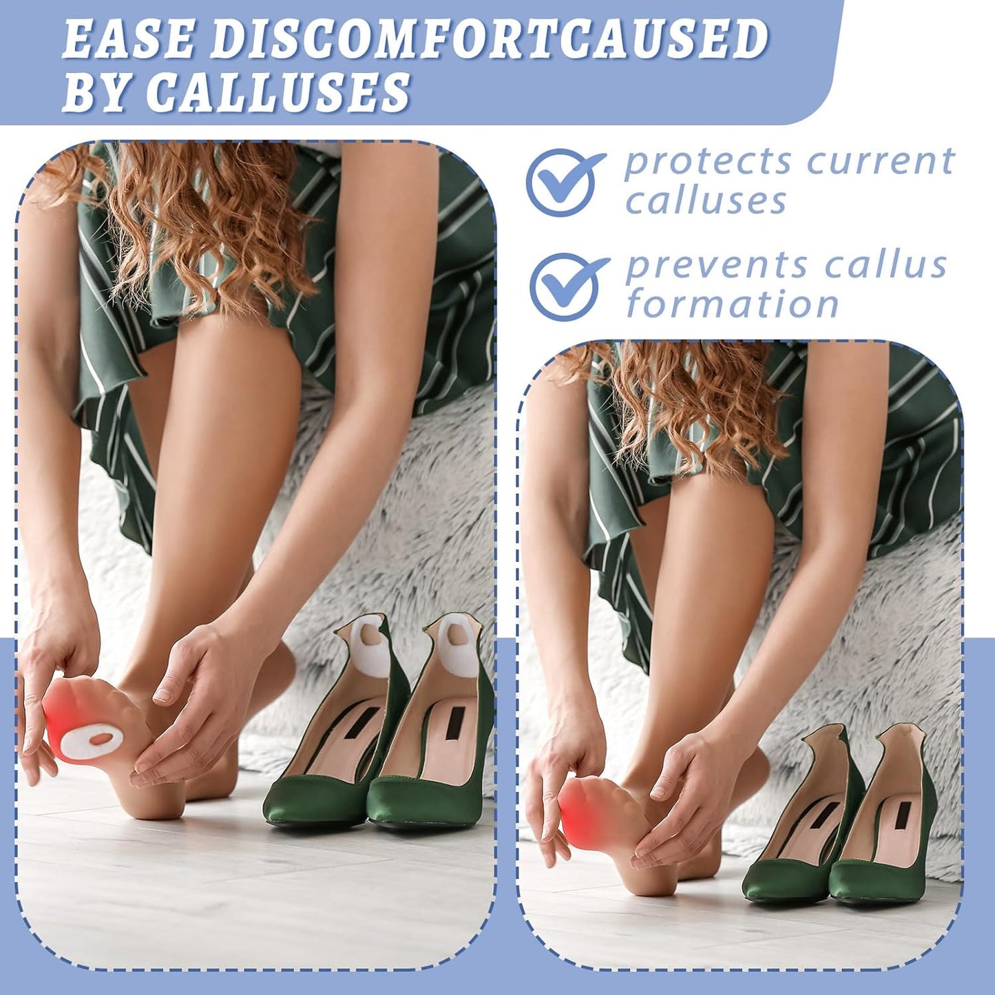 WILLBOND 48 Pack Callus Pads Soft 1/4" Thick Oval Shape Corn Pads 1/8" Felt Callus Cushions Adhesive Corn Protectors for Men Women Feet Toes Pain Relief(White, 1/8 Inch)