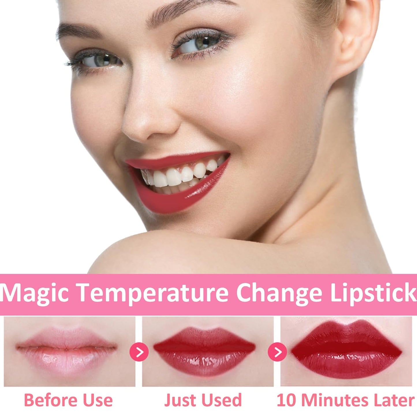 1 Pack Crystal Flower Jelly Lipstick,Magic Color Changing Lipstick,PH Clear Temperature Color Changing Lip Gloss,Lip Balm,Long Lasting Nourishing Moisturizing Lip Stick Set 08