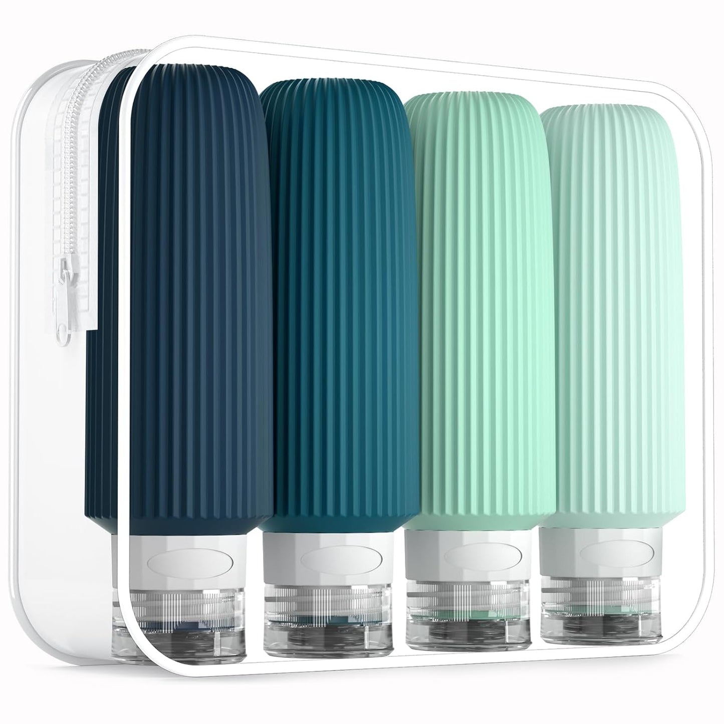 Travel Bottles for Toiletries, Large 6oz Travel Size Containers, BPA Free Leak Proof Tubs Refillable Liquid Accessories with Toiletry Bag for Cometic Shampoo and Lotion Soap (4 Pack)