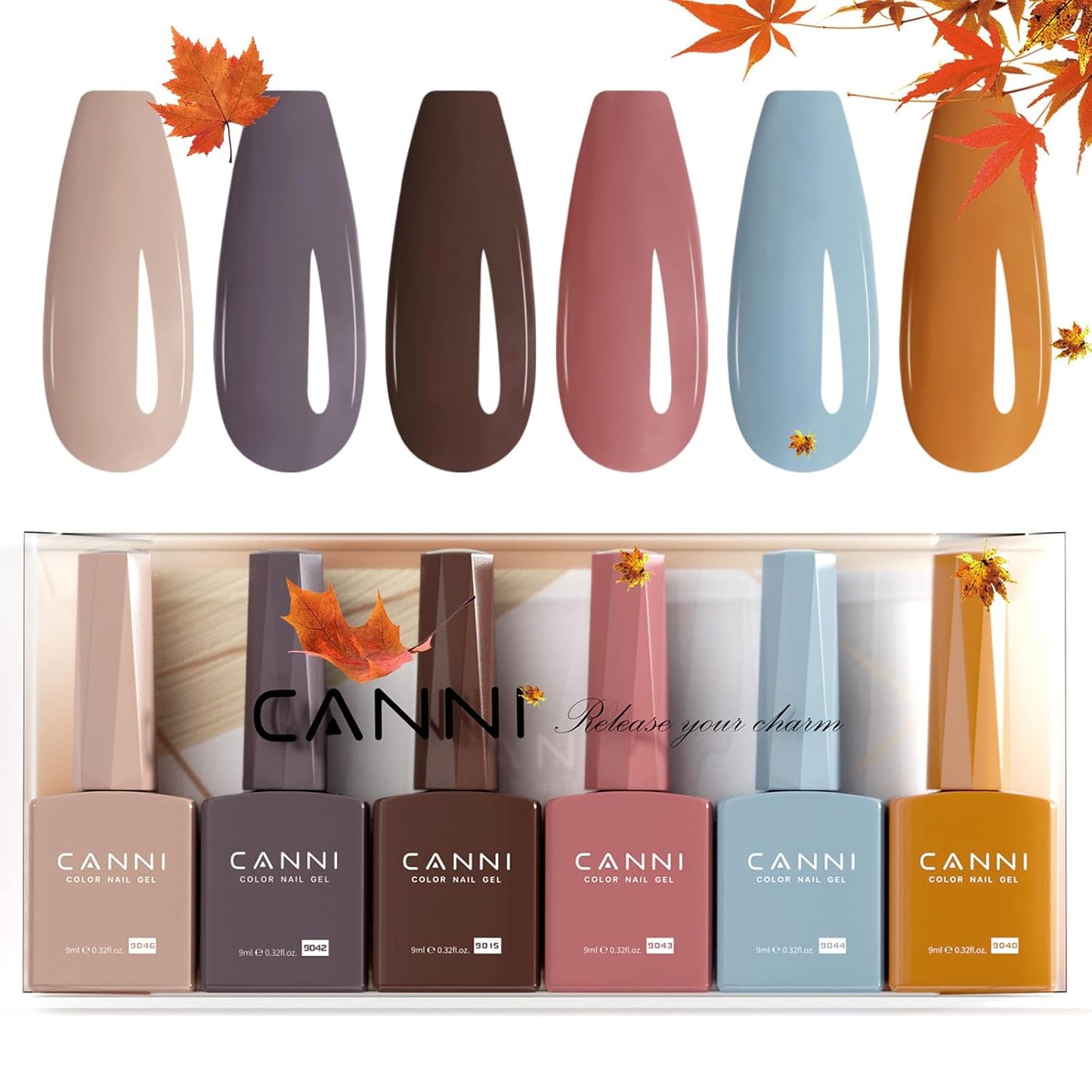 CANNI 6 Colors 9 ML Hema-Free Brown Gel Nail Polish Set, Dark Chocolate Brown Gel Polish Kit Fall Light Colors, Soak Off LED Nail Gel Manicure Kit DIY at Home Salon Gifts