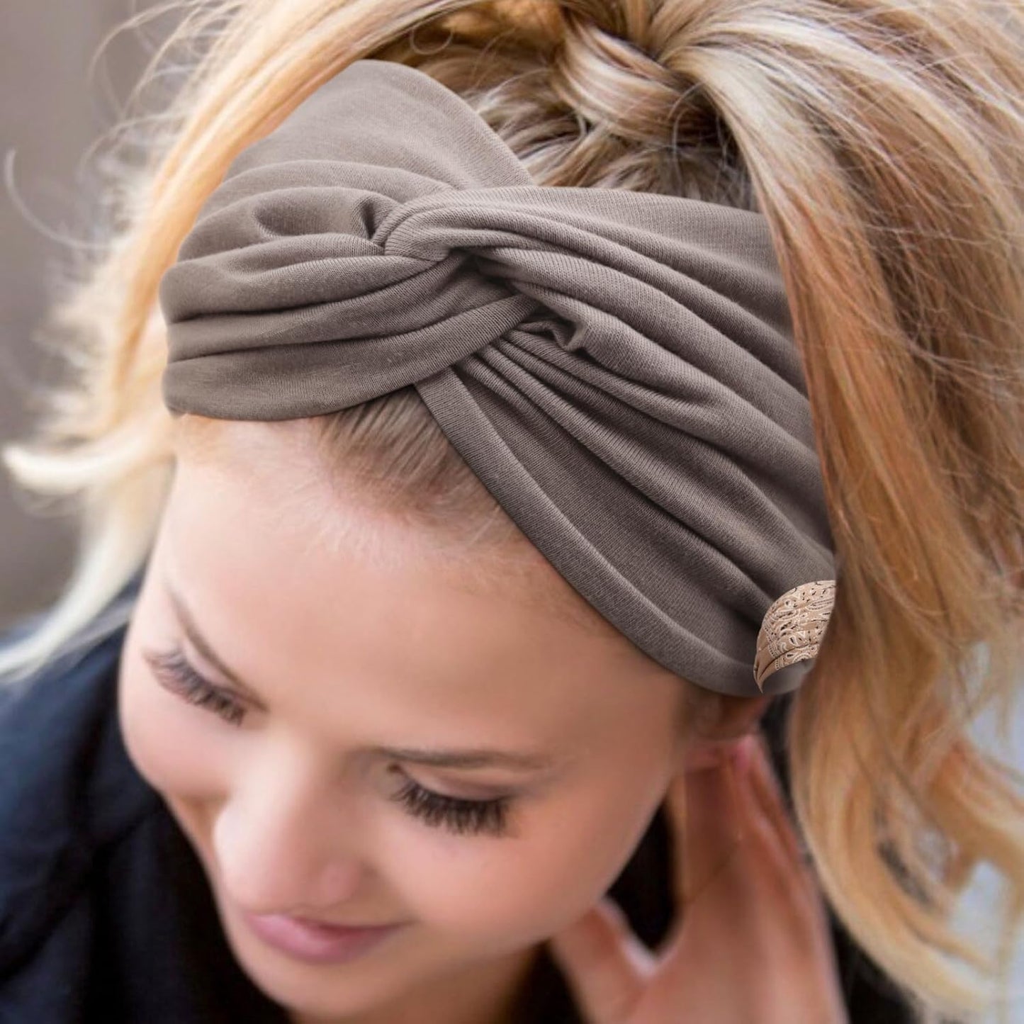 Extra Wide Headbands for Women Large Turban Headband Non Slip Boho Elastic Hairband Hair Twisted Knot Head Bands Accessories