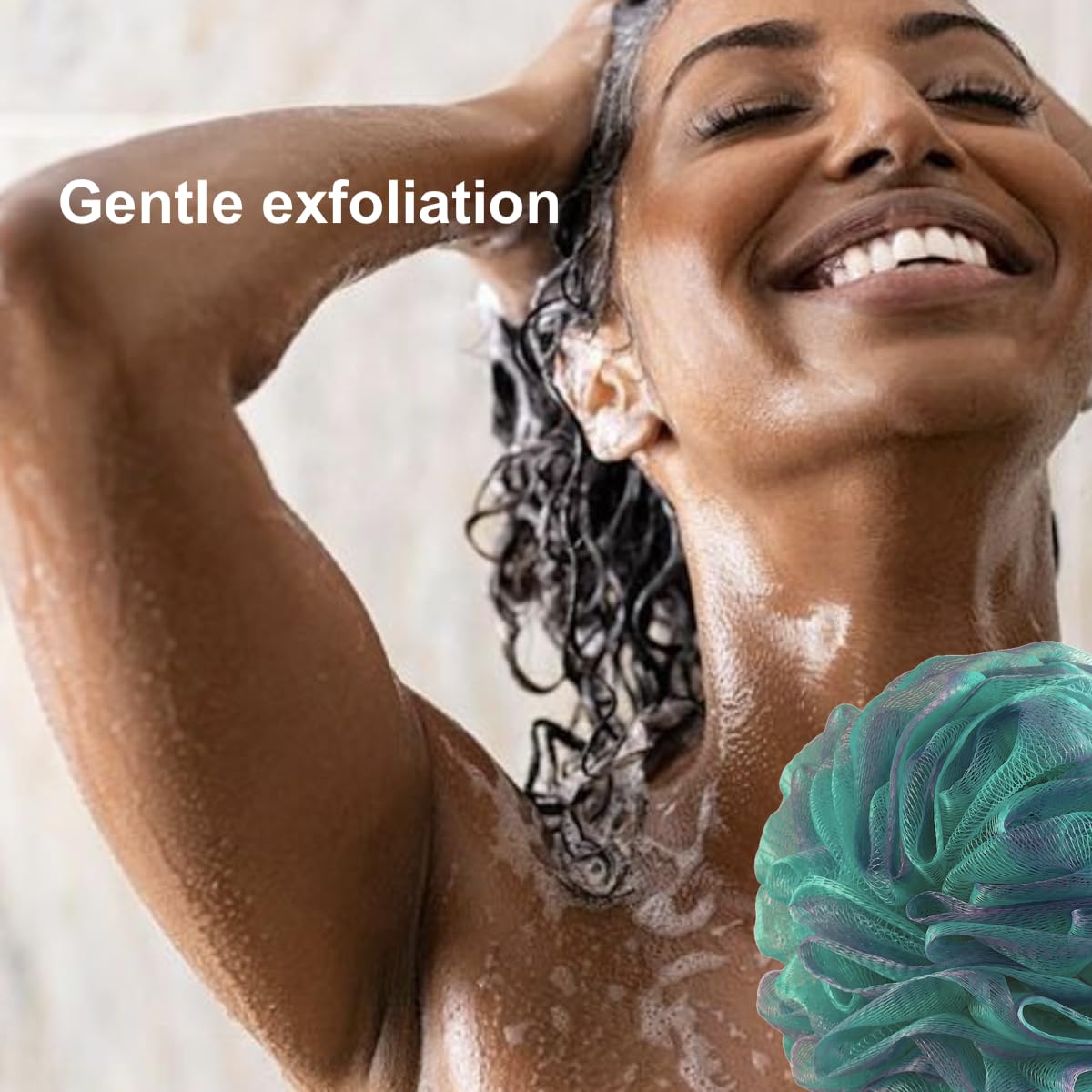 SHOWER BOUQUET Loofah-Bath-Sponge XL Swirl-Mix-Color 4-Pack // Extra-Large 75g Mesh Luffa Loofa Loufa Puff Pouf Set/Exfoliating Body Scrubber for Women and Men - Exfoliate & Soothe Face & Body