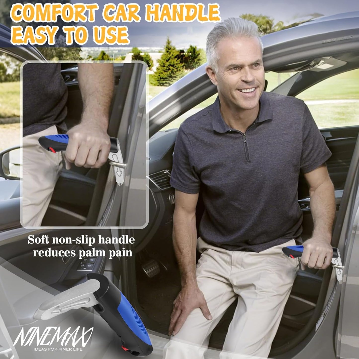 Car Door Handle for Elderly Car Handle Assist Support, Auto Grab Handles, Portable 3 in 1 Car Door Cane for Seniors, Handicap (2 pcs)