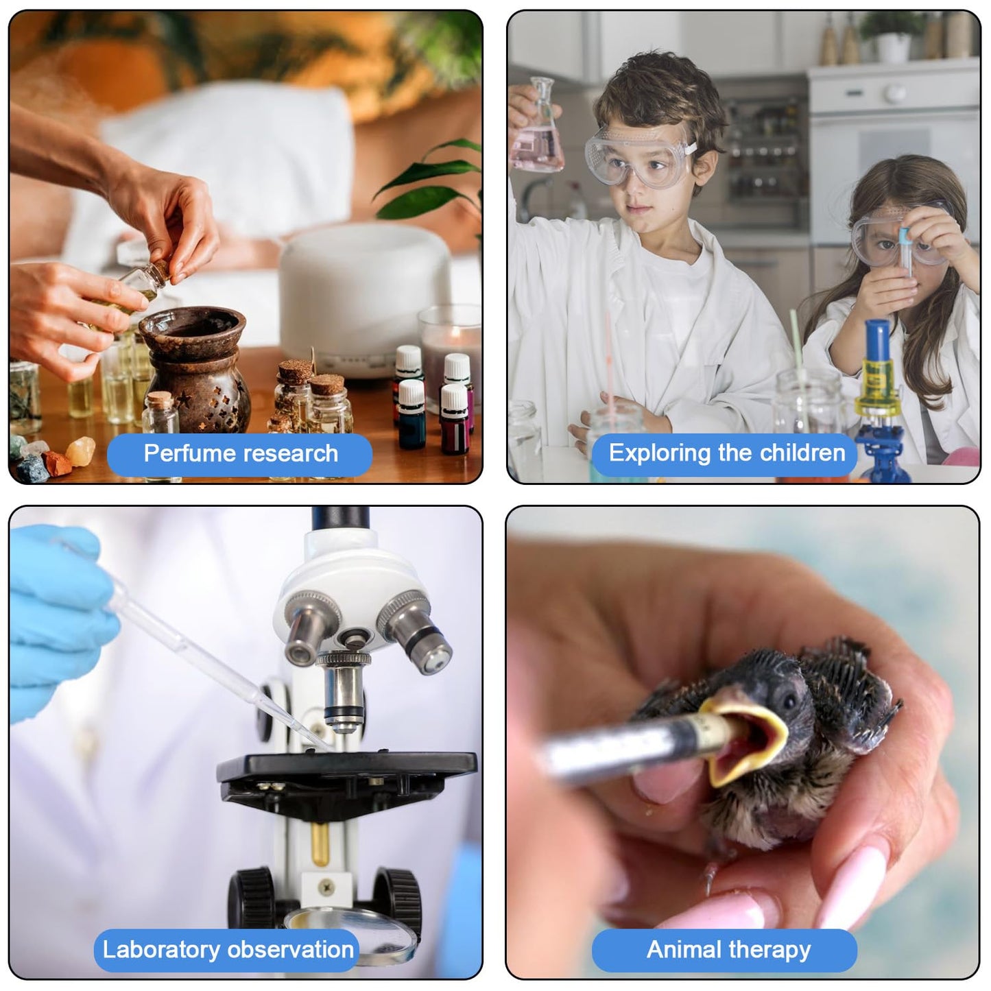 2pcs Glass Pipettes Dropper, Glass Liquid Dropper, 10ml Graduated Liquid Dropper with Cleaning Brush, Liquid Transfer Eye Droppers, Lab Glass Transfer Pipette, Large Essential Oil Droppers