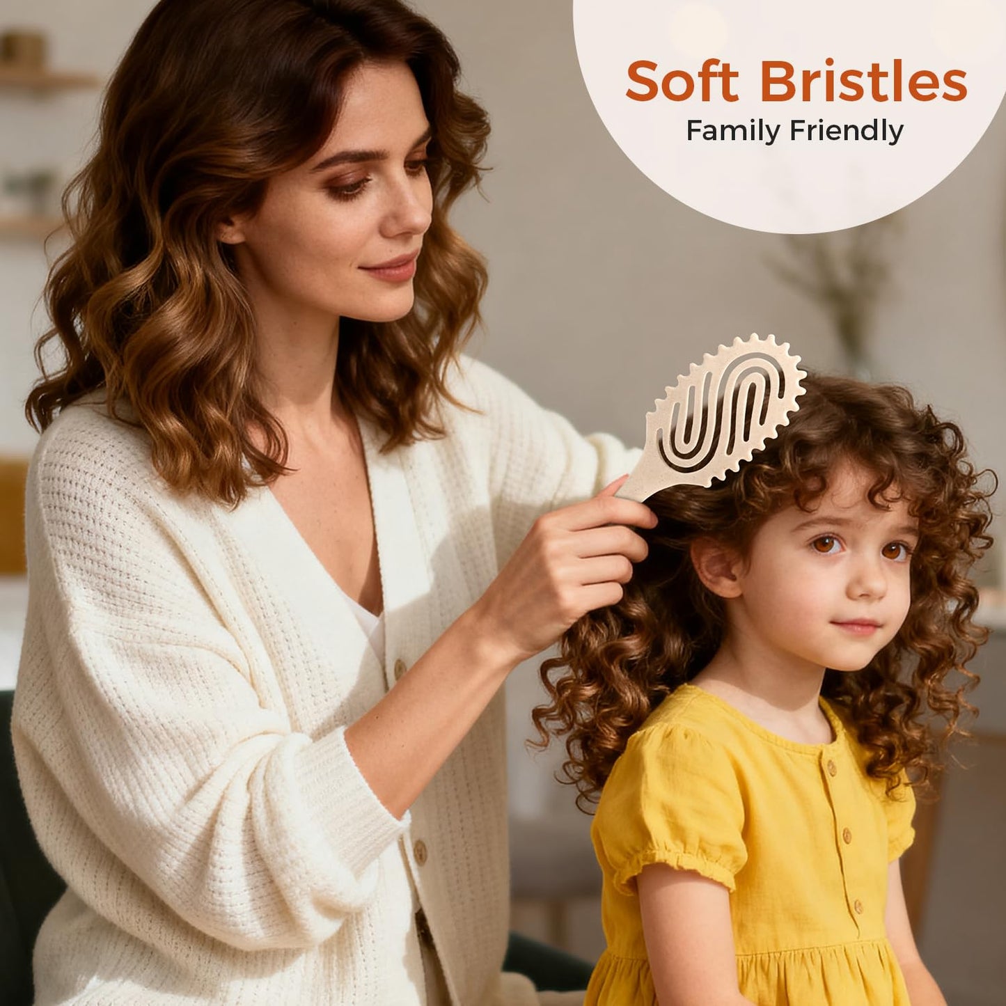 Curly Hair Brush, Curl Defining Brush with Soft Boar Bristles for Combing, Shaping, and Styling Curly Hair Suitable for All Women and Men with Wet & Dry Hair(Wheat)