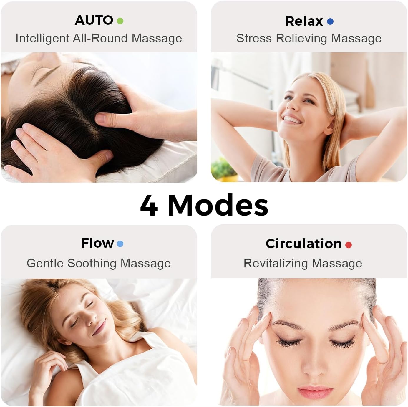 Head Massager for Headaches, Eye Massager with Heat, Electric Rechargeable Head and Eye Massage Tool for Stress Relief, 4 Massage Modes & 6 Zone Kneading, Ideal Gift for Rest & Relaxation