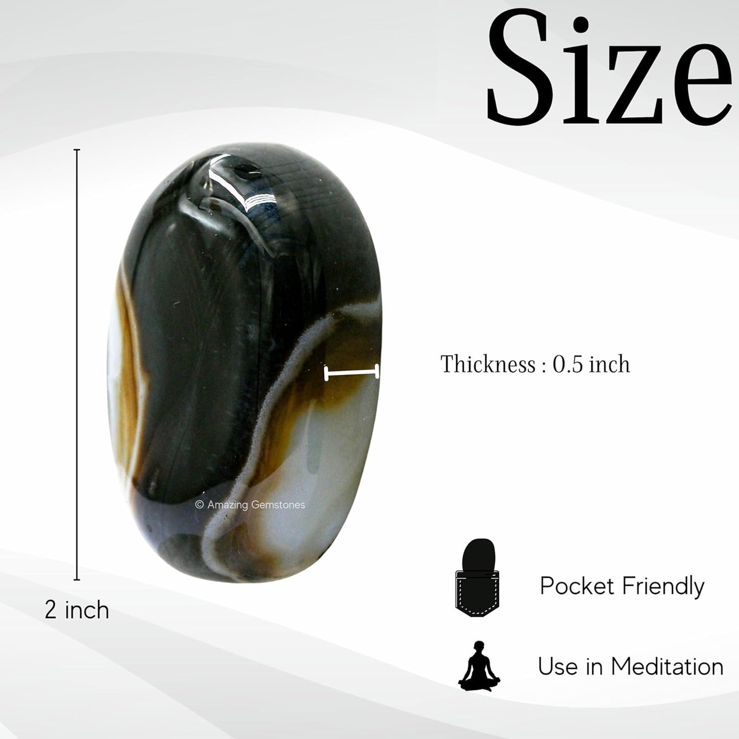 Amazing Gemstone Black Onyx Crystals and Healing Stones - Large Palm Stone Crystals Piedra - Crystal for Good Luck, Balanced Positive Energy, Meditation - Unique Stocking Stuffers and Birthday Gifts