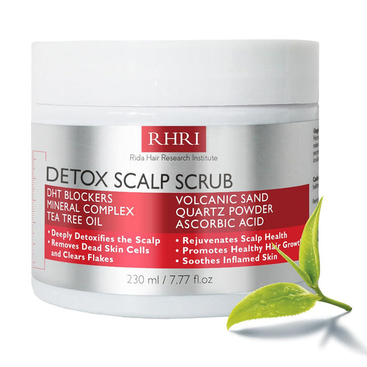 Scalp Scrub with Tea Tree Oil for Hair Growth | DHT Blockers, Volcanic Sand & Mineral Complex | Detoxifies, Exfoliates & Removes Flakes | Clears Build-Up for a Healthy Scalp | 7.77 fl oz