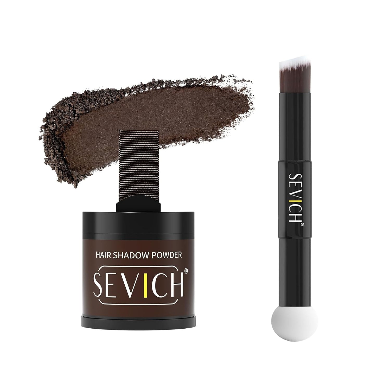 Sevich Hairline Powder 10g with Brush, Instantly Conceals Hair Loss & Thinning & Gray, 48H Waterproof Root Touch Up Powder, Natural Hair Shadow Toppers for Women & Men, 1 Box = 2.5 Boxes,Dark Brown