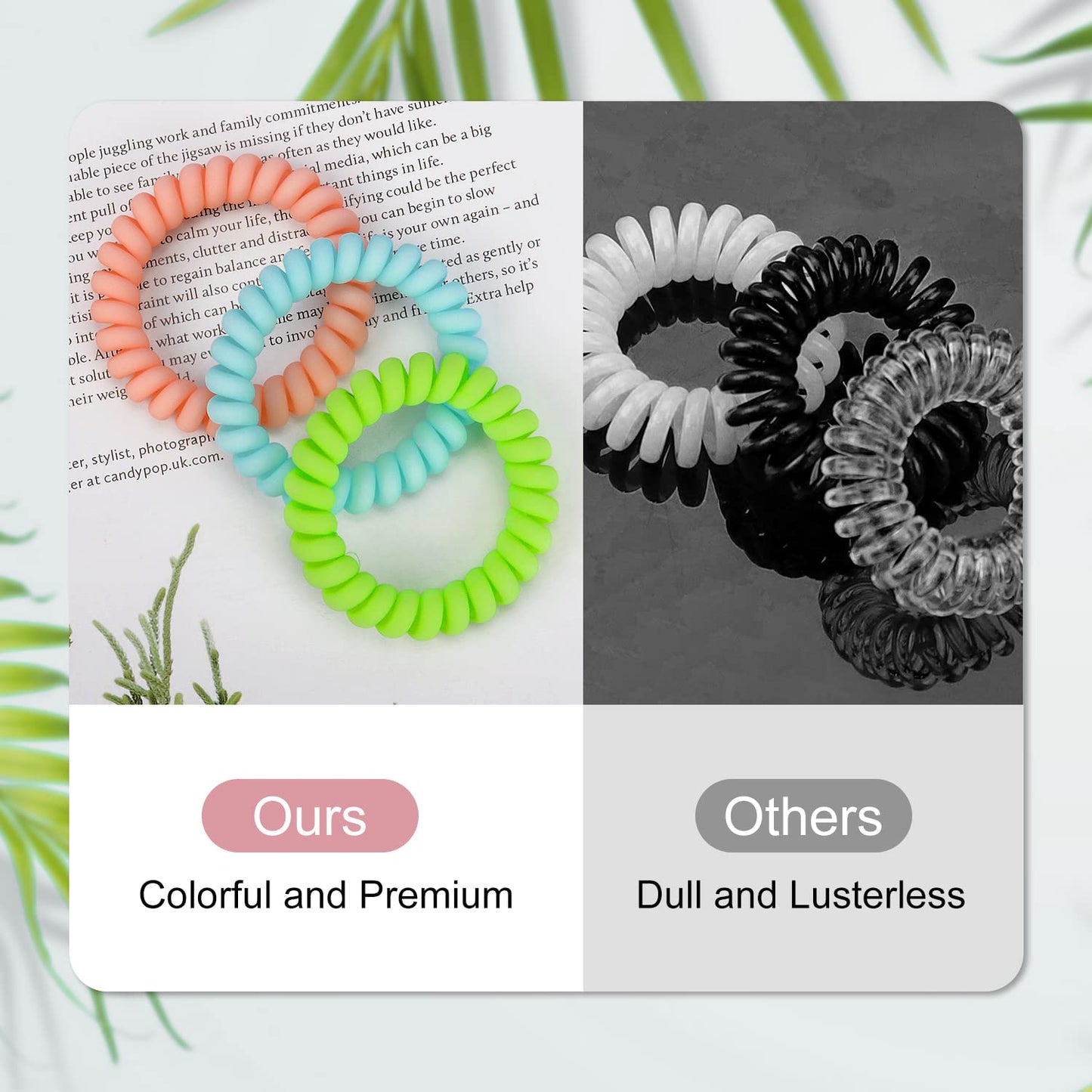 JessLab Spiral Hair Ties for Women, 10-Pack Traceless No-Damage Ponytail Holders, Coils Hair Bands for Girls, Assorted Colors