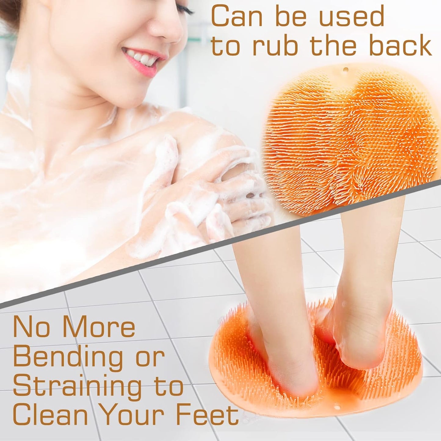 Shower Foot Scrubber Mat Back Washer Back Exfoliating Bath Wash Pad Wall Mounted Slip Suction Cups Foot Scrubber for Use in Shower Cups Foot Cleaner for Men and Women