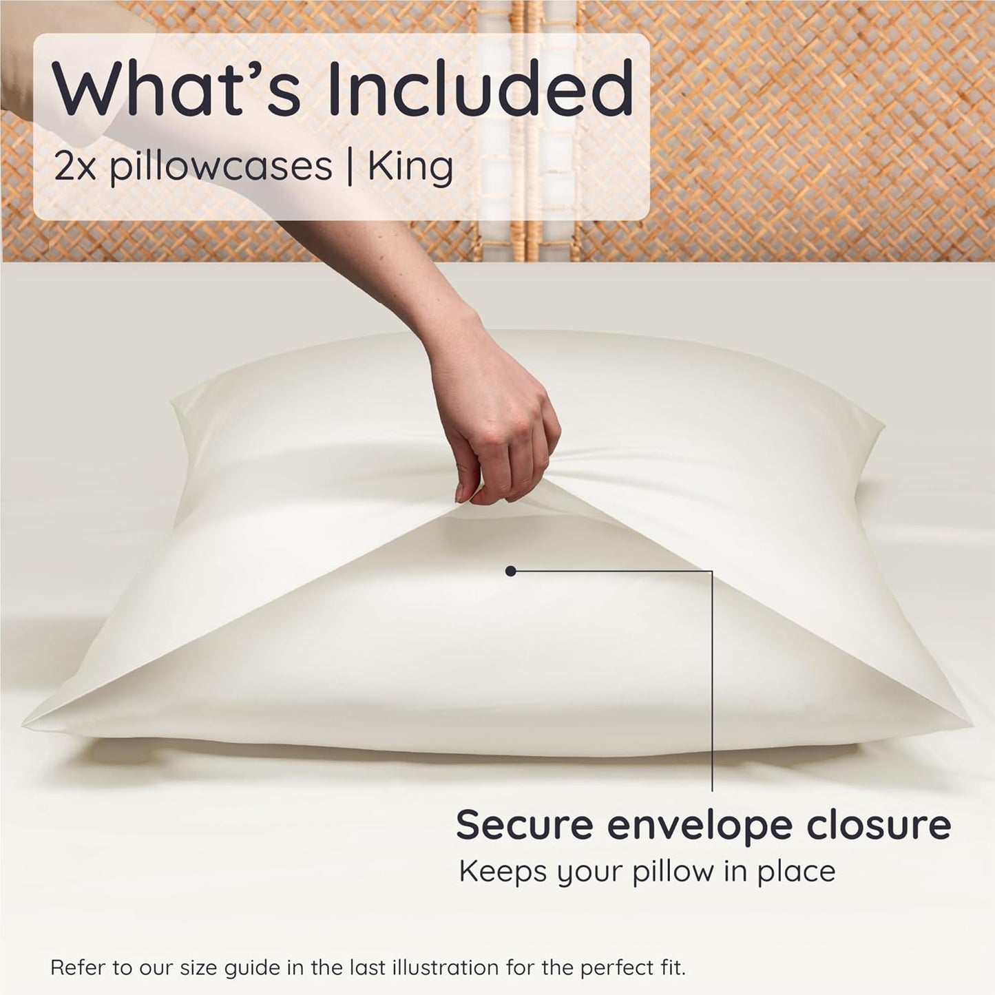 Bambaw 100% Viscose Derived from Bamboo Pillowcases King Size – Set of 2 King Size Cooling Pillow Cases for Ance with Envelope Closure, Breathable & Luxury Pillow Cases, Soft Pillow Cases (Ivory)