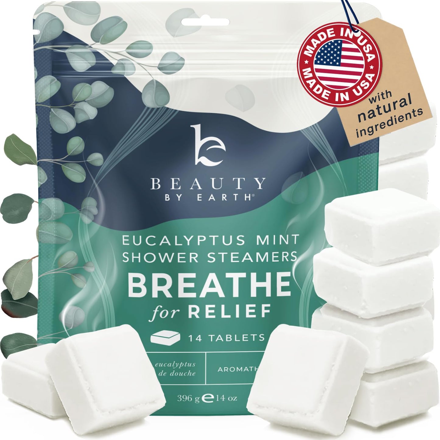 Shower Steamers Aromatherapy - USA Made with Natural Ingredients & Eucalyptus Essential Oil, Large Shower Bombs, Relaxation Spa Gifts for Women & Men, Unique Self Care Gifts