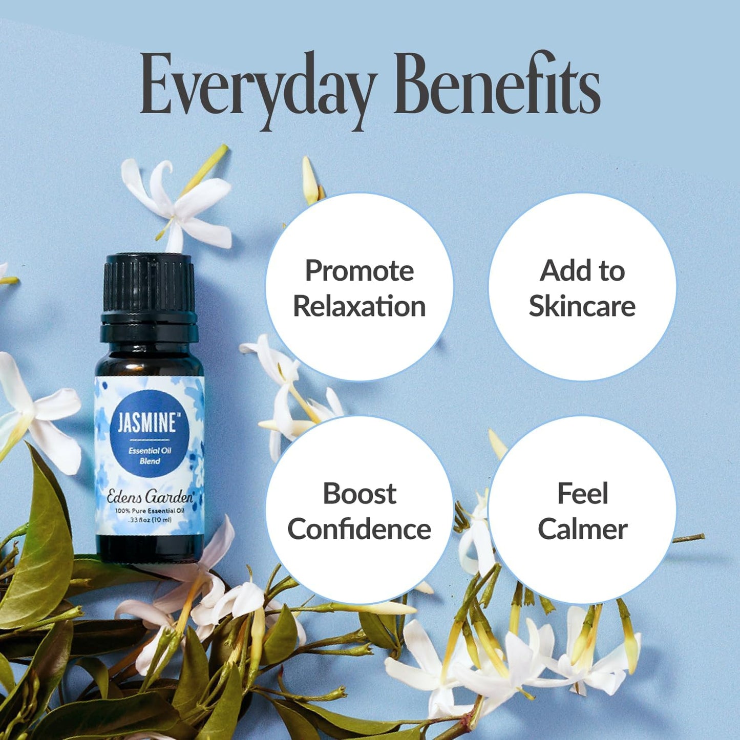 Edens Garden Jasmine Essential Oil Blend – 100% Pure Premium Grade, Natural & Synthetic-Free, Undiluted for Hair Care, Home Diffusers, Skin, Aromatherapy, Massage & Humidifiers 10 ml (.33 fl oz)
