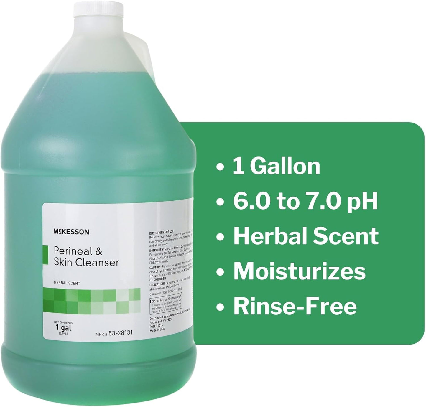 McKesson Perineal Skin Cleanser, 1 Gallon [Pack of 1] Rinse-Free Body Wash for Incontinence or Ostomy Care, Herbal Scent
