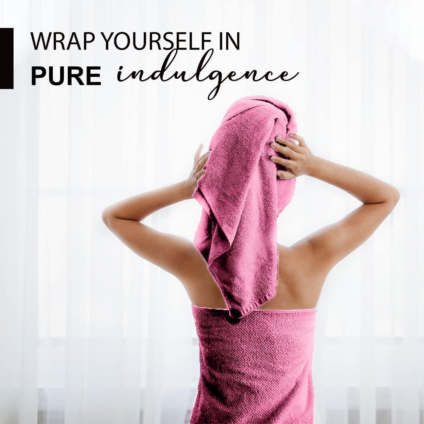 100% Cotton Bath Towels, 24x48 Pack of 6 Towels, Quick Dry, Highly Absorbent, Soft Feel Towel, Gym, Spa, Bathroom, Shower, Pool, Luxury Soft Towels (Pink, 24x48-6 Pack)