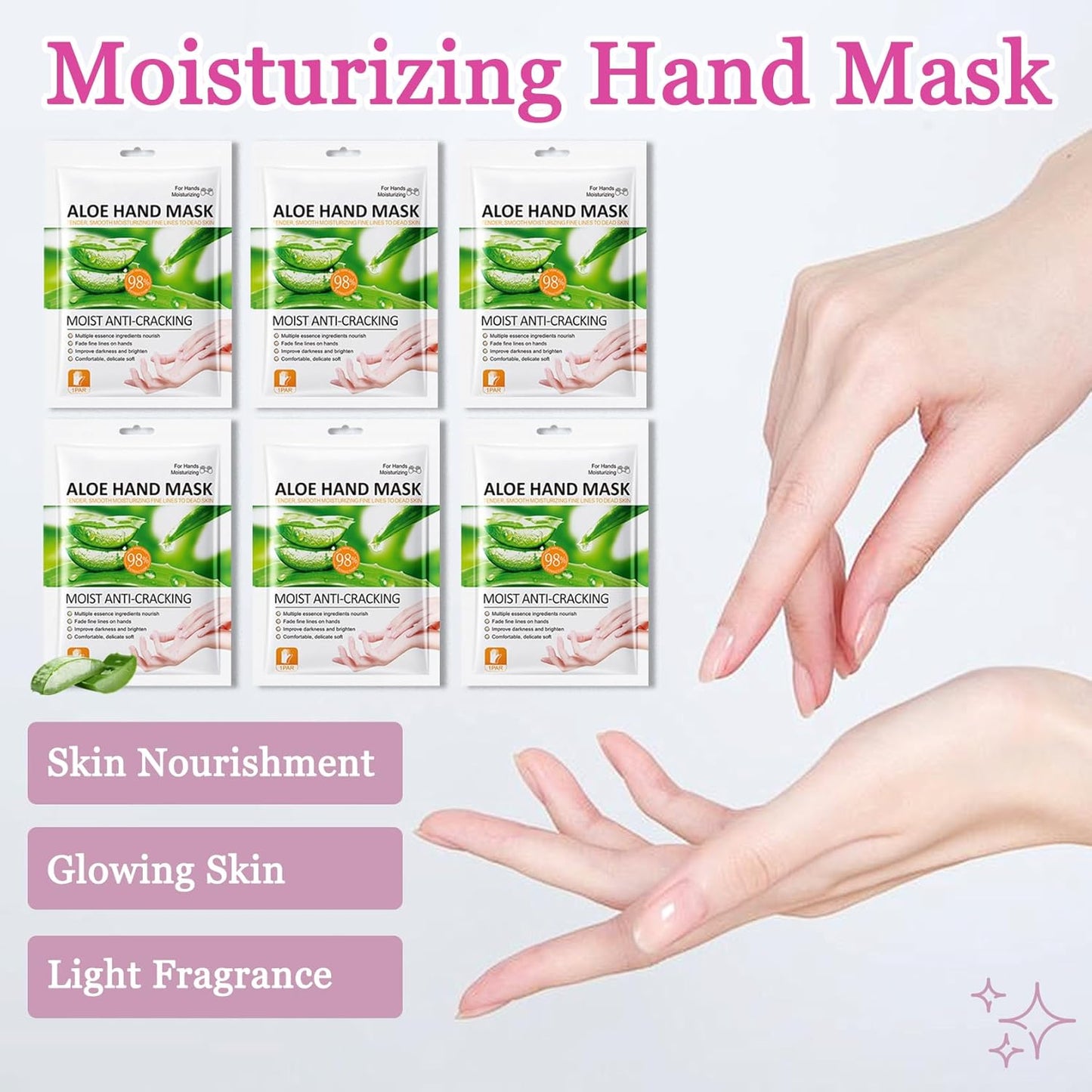 Hydrating Hand Masks, 6PCS Hand Mask Moisturizing Gloves for Men Women, Smooth Long Lasting Soft Exfoliating Hand Peeling Spa Mask Moisturizer Beauty Gift Set for Dry Cracked Rough Dull Hands（N)