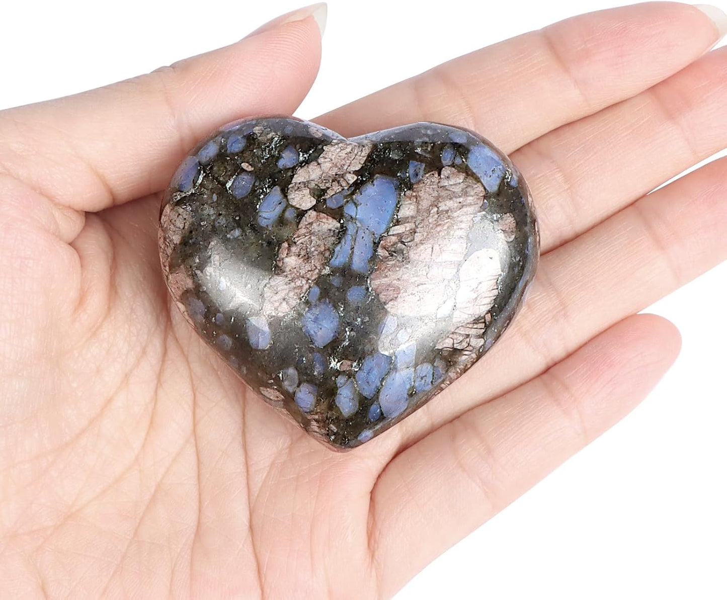 Artistone 2 Inch Glaucophane Stone Crystal Heart Healing Crystals Heart Stones Polished Pocket Love Gemstones Chakra Balancing Meditation Massage Gift