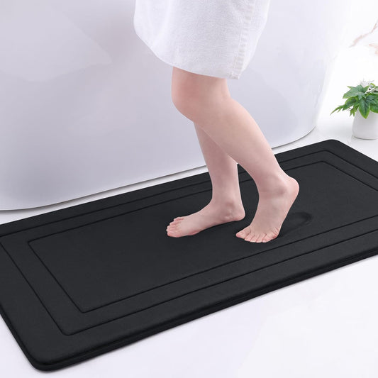 Arotive Memory Foam Bathroom Rug Mat 47x24, Ultra Soft and Absorbent Bath Mat, Machine Wash Dry, Comfortable Bath Rug Carpet for Bathroom Floor, Tub and Shower, Black