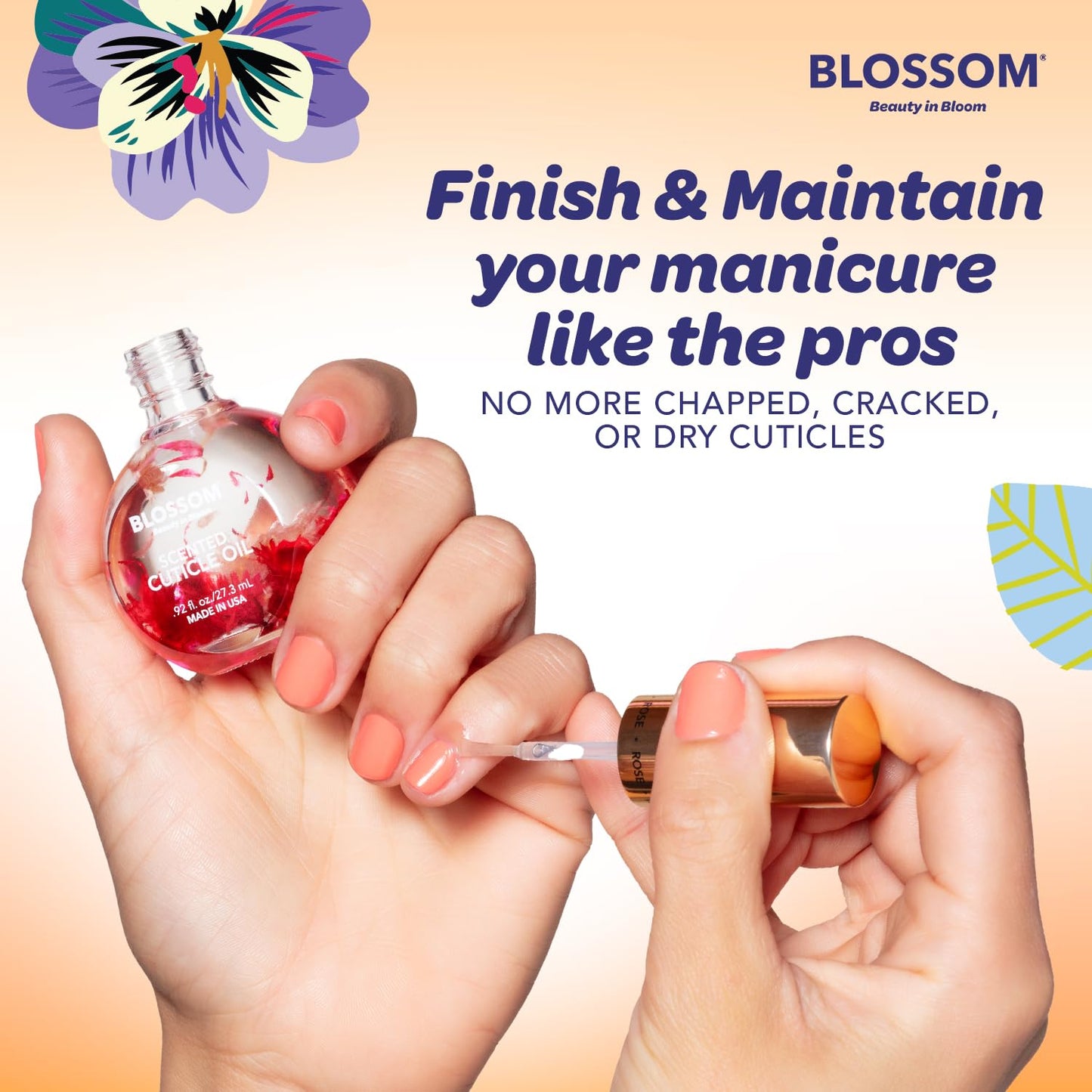 Blossom Cuticle Oil for Nails, Hydrating, Moisturizing, Scented Nail Oil Cuticle Care, Infused with Real Flowers, Made in USA, 0.5 fl. oz, Amazon Exclusive, Coconut