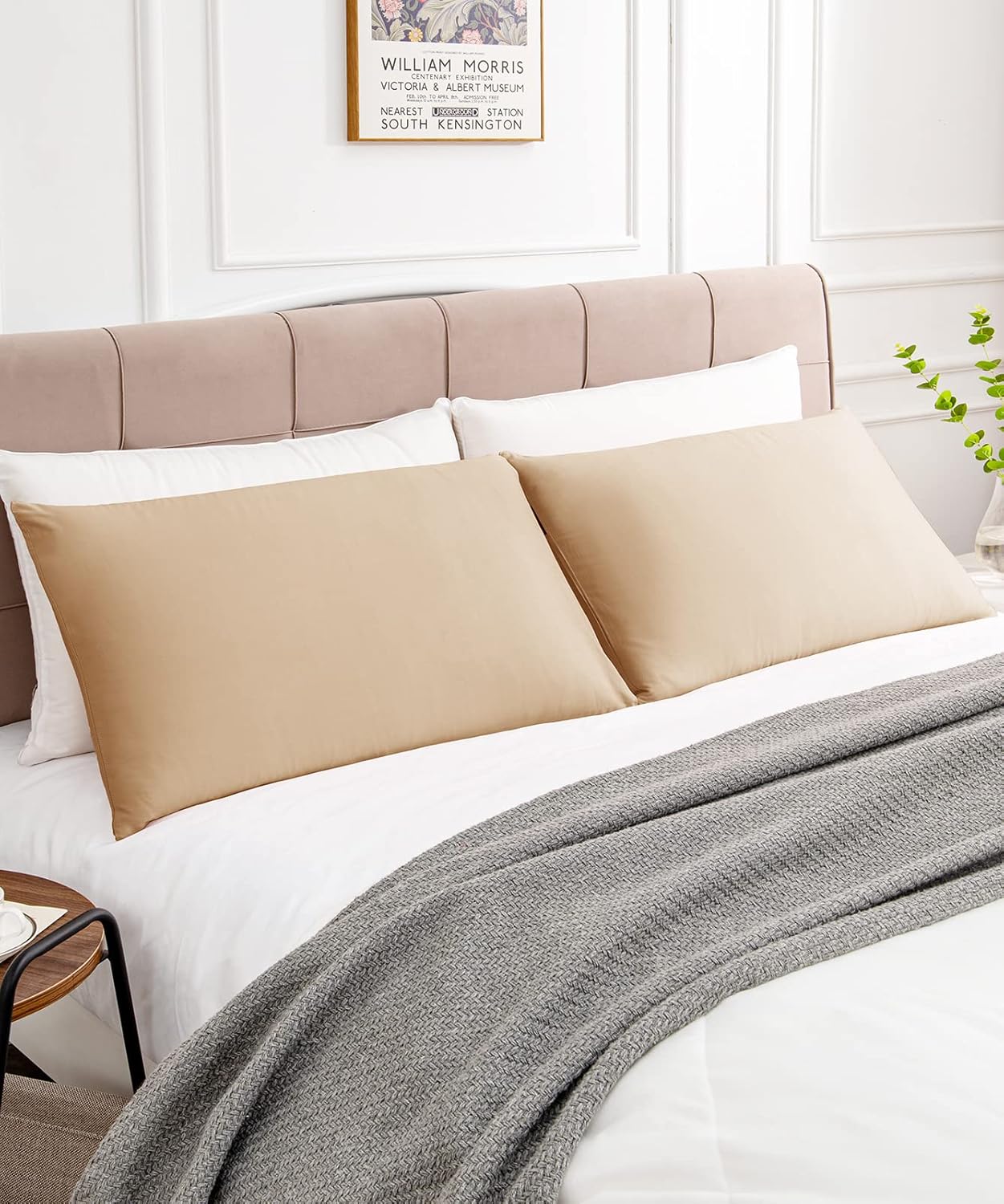 Warmstar Cotton Pillow Cases Standard Size Set of 2, 600 Thread Count Pillowcases 20x26 Inches, Soft Long Staple Cotton Pillowcases Breathable with Envelope Closure,Khaki