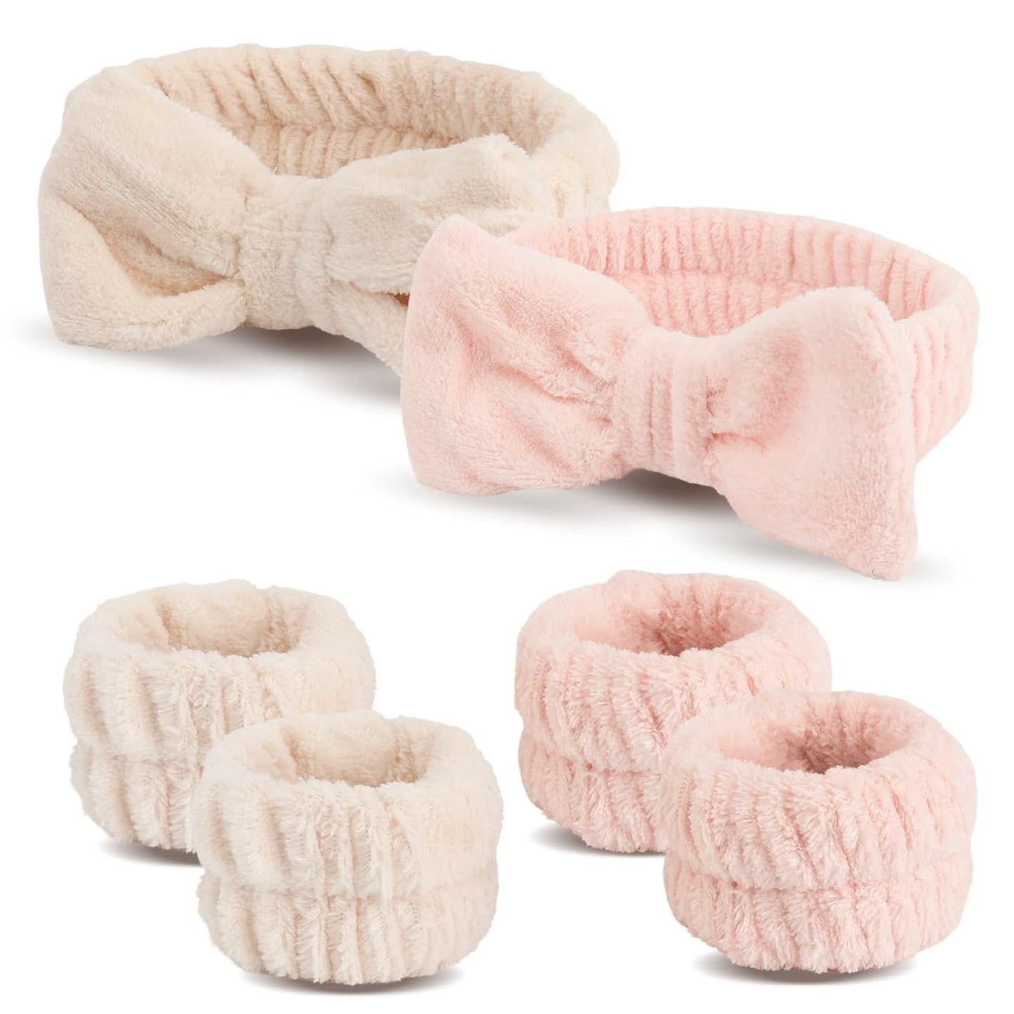 WSYUB Spa Headband and Wristband Set, Face Wash Headband Wrist Bands for Washing Face, 6pcs