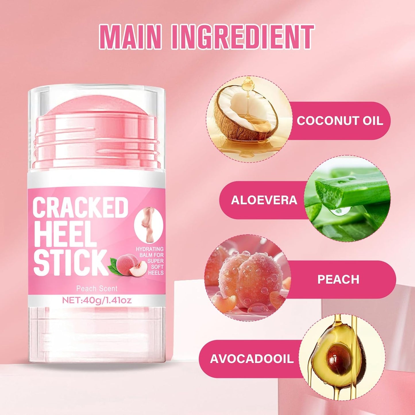 2PCS 60% Urea Hydrating and Anti-Cracking Foot Cream，2025 Upgraded Hand and Foot Cream Urea Moisturizer，Hydrates Dry and Cracked Feet and Hand (1.41 Ounce, Peach)