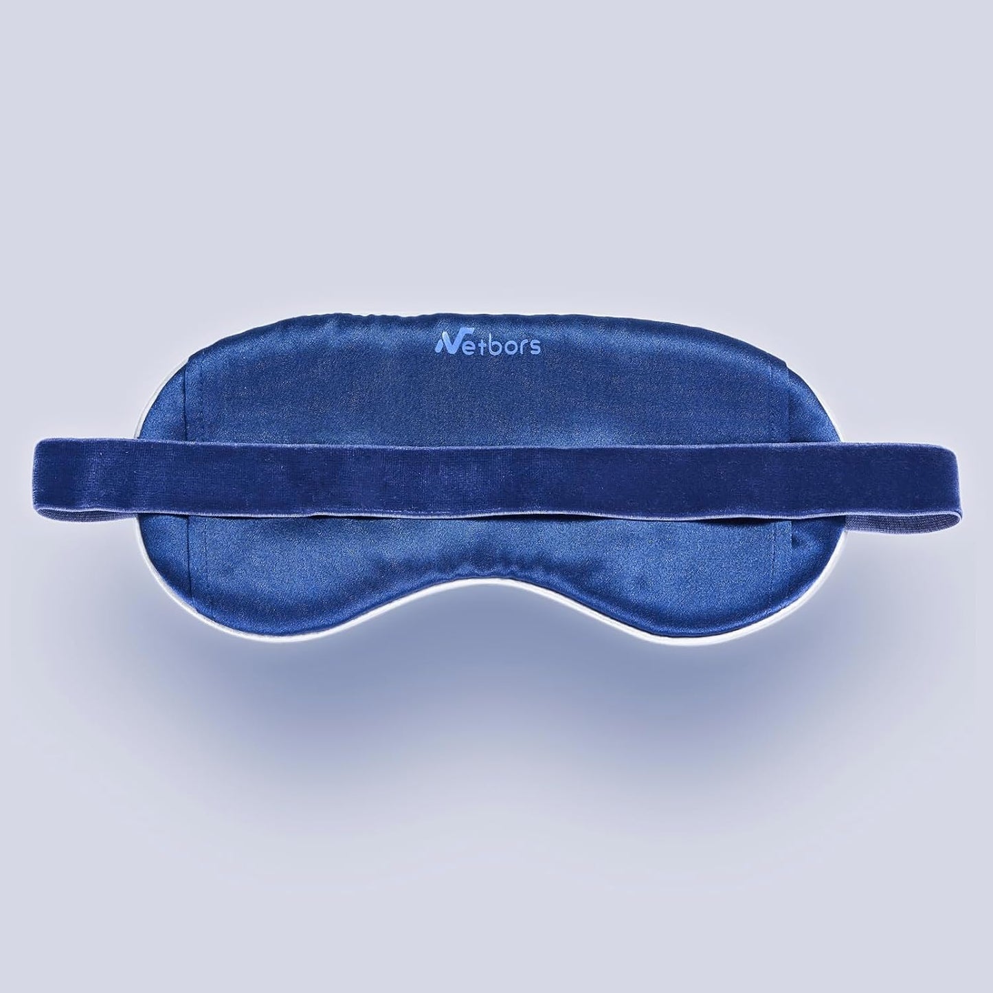 Luxury Silk Sleep Mask with 22mm Mulberry Silk, Velvet Elastic Band, Heat Therapy Pocket, and Travel Pouch, Navy Color