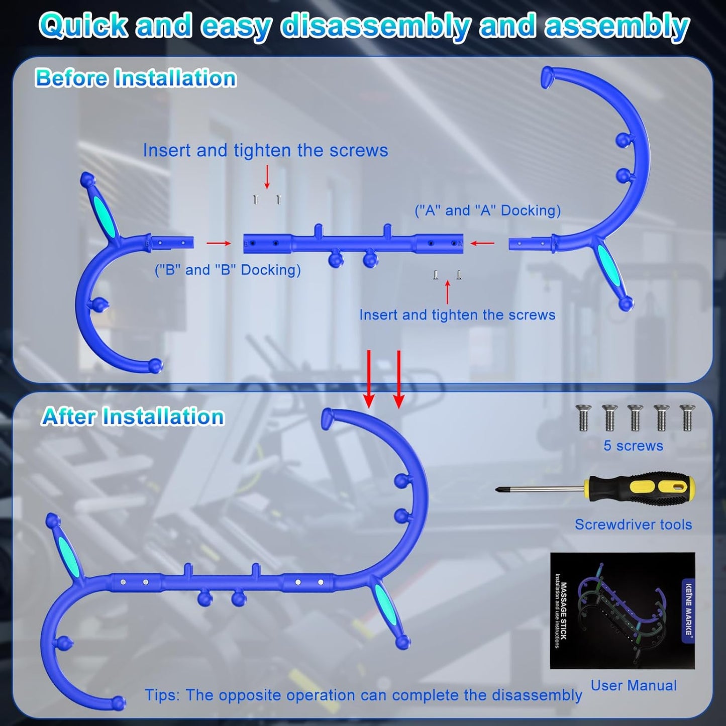 KEINE MARKE Trigger Point Massage Tool, Back Massage Tool, Pressure Point Massage Tool, Handheld Back, Neck, Shoulder, Leg and Feet Massage Hook for Men & Women (Fashionable Blue)