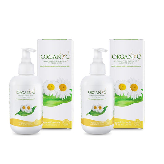 Organyc - Feminine Intimate Wash for Sensitive Skin - Free from Chlorine, Parabens, SLSSLES, and Synthetic Perfumes - 8.5 Fl Oz with Chamomile (2 Pack)