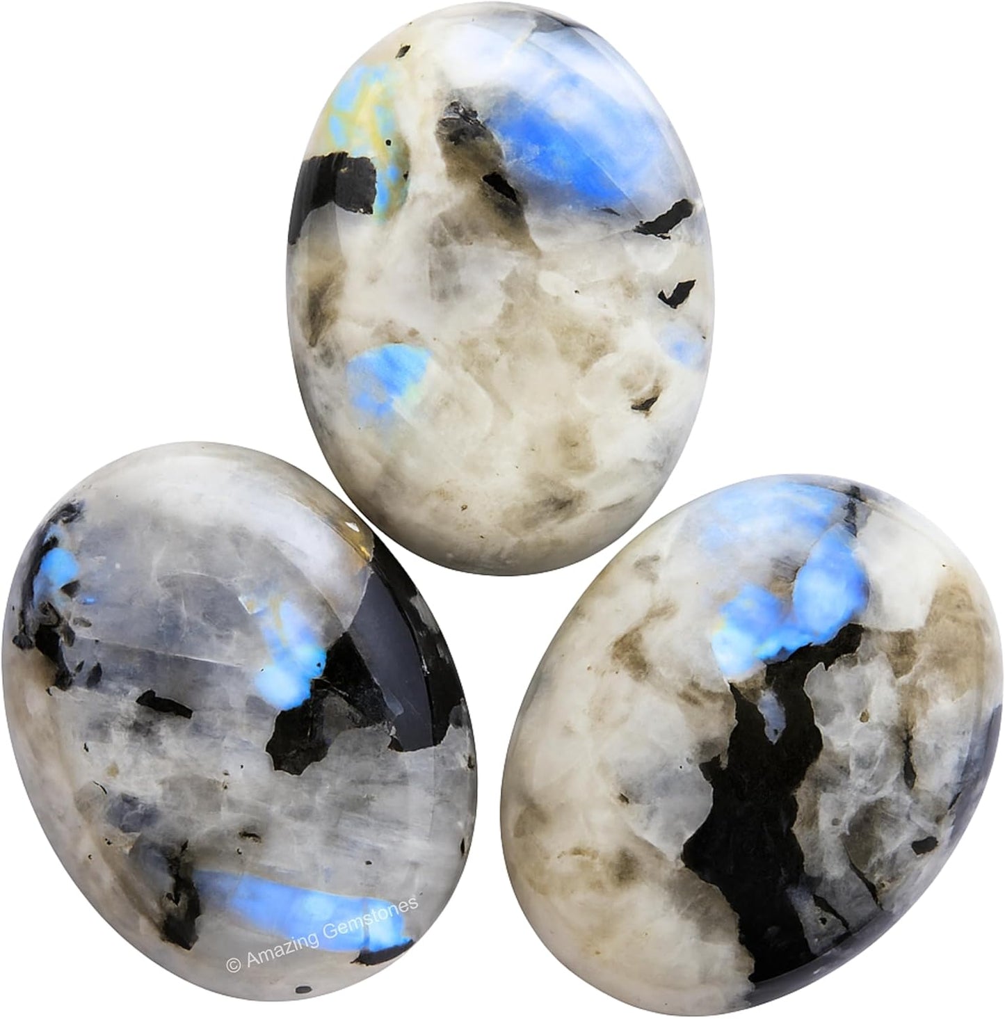Amazing Gemstone Rainbow Moonstone Crystals, Healing Stones - Extra Large Palm Stone Crystals Piedra - for Good Luck, Positive Energy, Meditation - Unique Stocking Stuffers, Birthday Gifts Women, Men