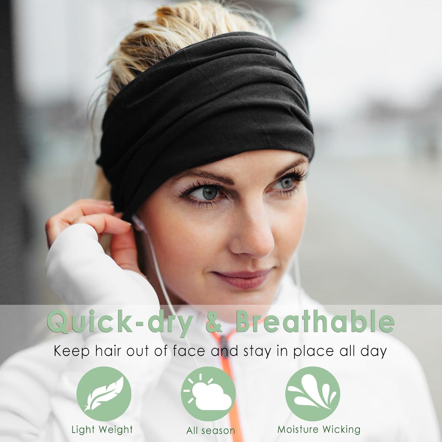 Extra Wide Headbands for Women, 7'' Large Cotton Like Turban Knotted Bandana Head Bands for Women Non Slip, Boho Headbands for Women's Hair (6Pcs Dark Colors, Extra Large 7" Wide)