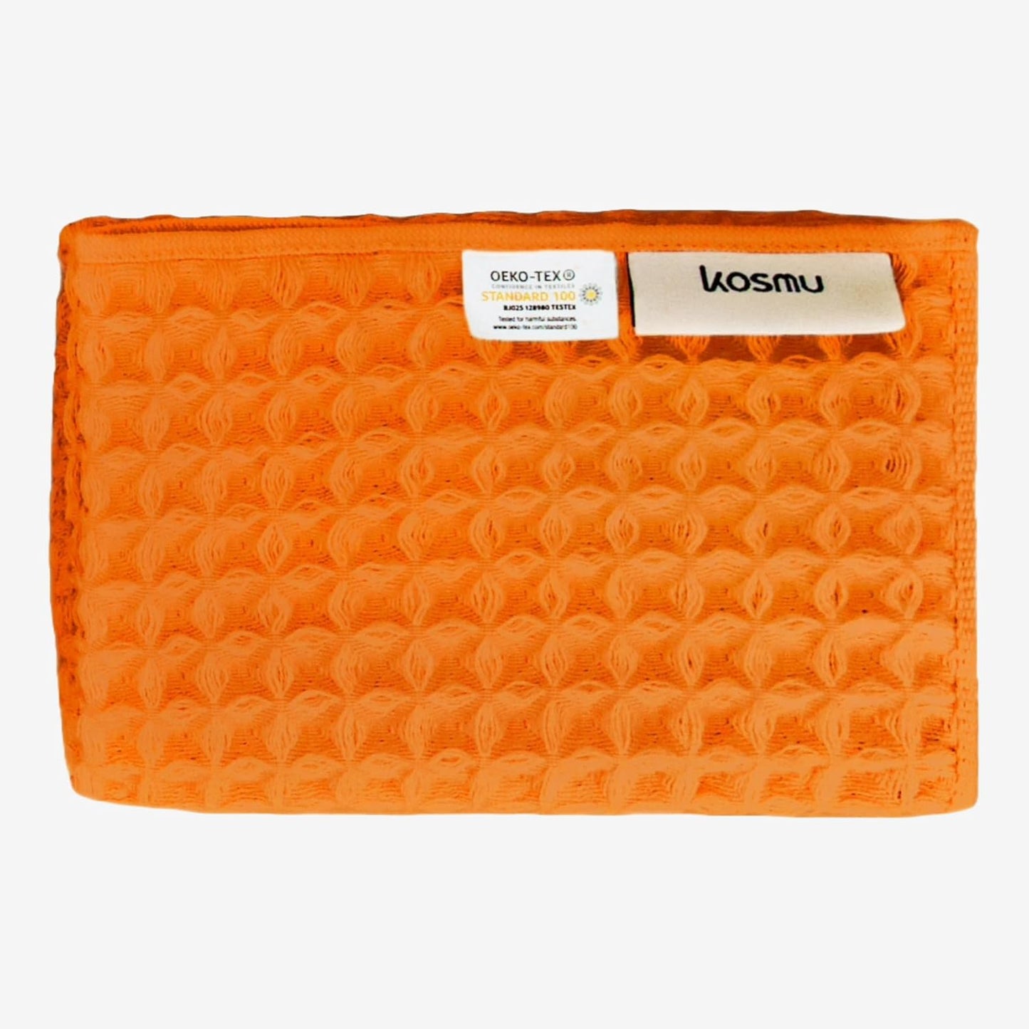 Luxury Japanese Cotton Silk Waffle Bath Towel | Plush, Absorbent, and Quick Dry (Coral Orange, Face Towel, 16" x 16")