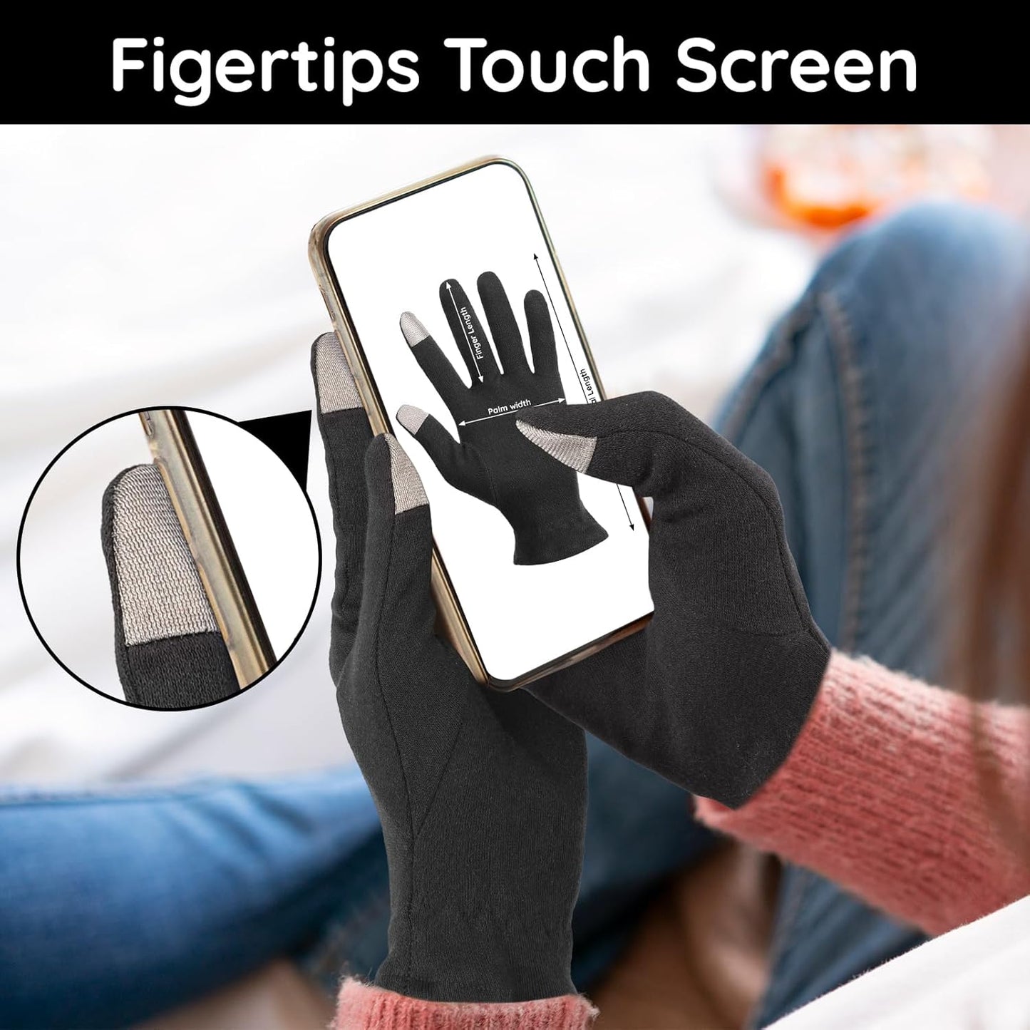 Segbeauty 20 Counts Elastic Touch Screen Black Lotion Gloves Overnight for Sleeping, 10 Pairs Working Moisturizing Cotton Gloves for Men with Elastic Band, Dry Hands Cotton Work Glove for Women Bulk