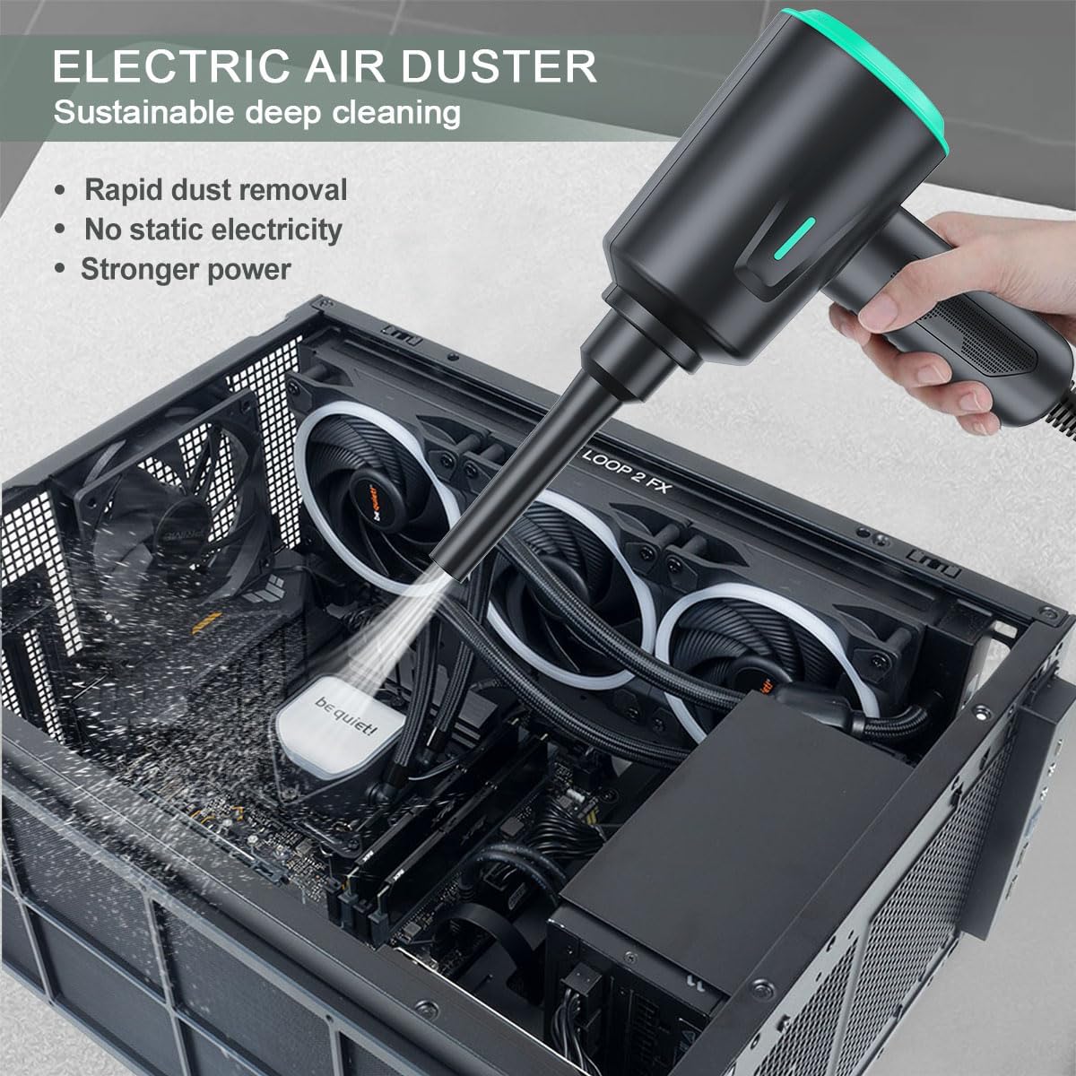 Air Duster - Electric Air Blower - 5.74oz High Power Cleaning for Computer - PC - 2 Gear Compressed Air