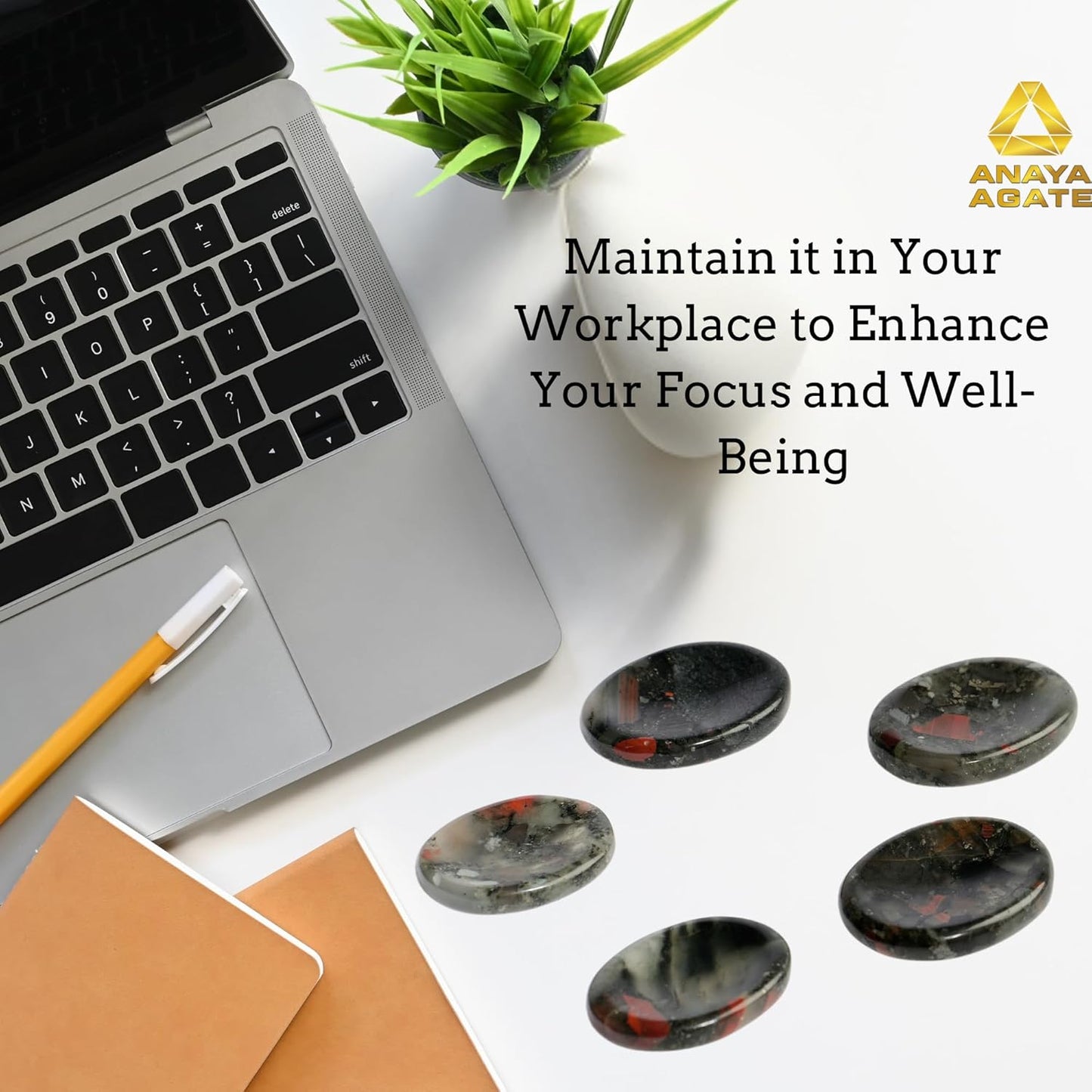 African Bloodstone Worry Stones – Crystal Thumb Worry Stone for Anguish, Stress – Relaxing and Soothing Balance Stones for Meditation – Healing Stones and Crystals for Men and Women