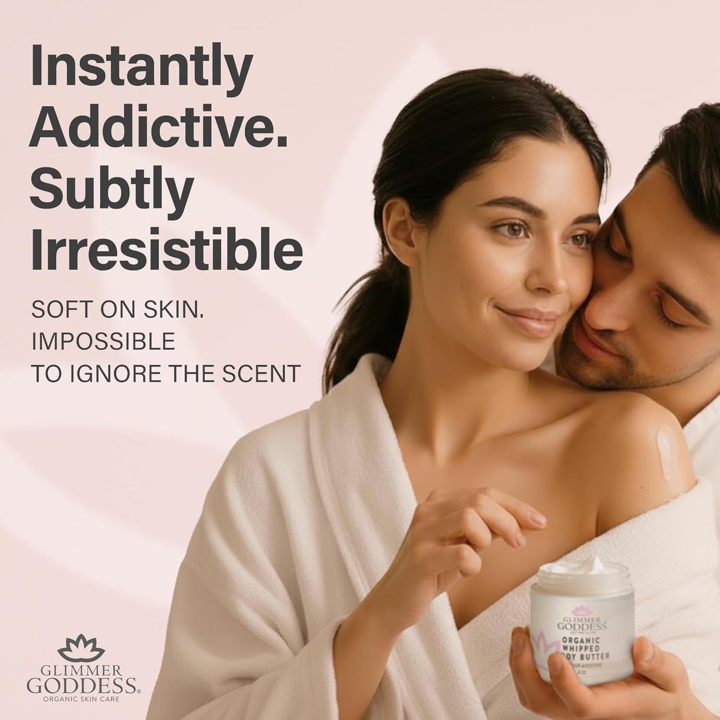 Glimmer Goddess Organic Whipped Body Butter for Women - Moisturizer Cream with Shea & Cocoa Butter, Almonds & Coconut Oil - Vanilla Bean, 8oz