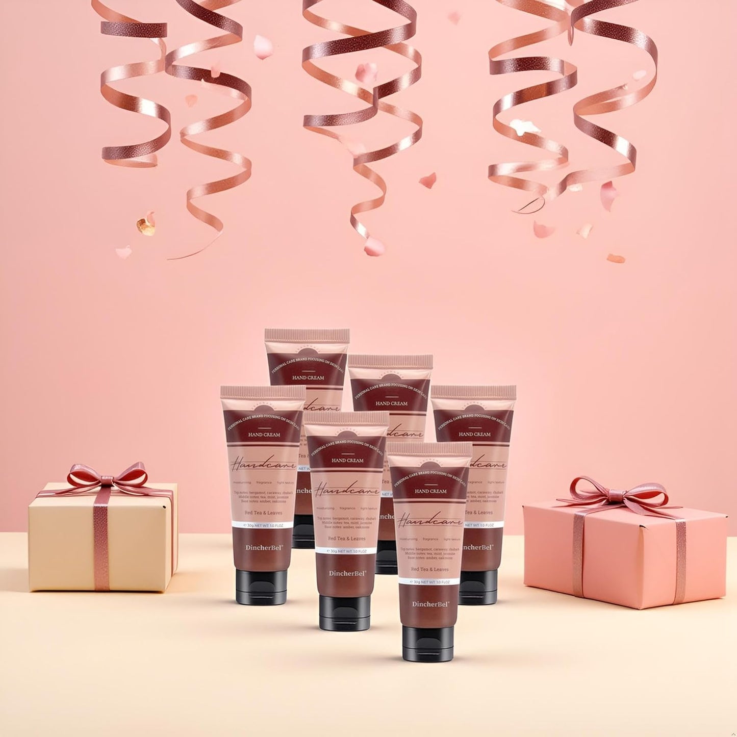 6 Pack Travel Size Hand Cream Set - 1 oz Moisturizing Lotion for Dry Cracked Hands, Red Tea & Leaves Scented Hand Lotion Gift for Women, Nurses, Teachers, Bridesmaids Gifts