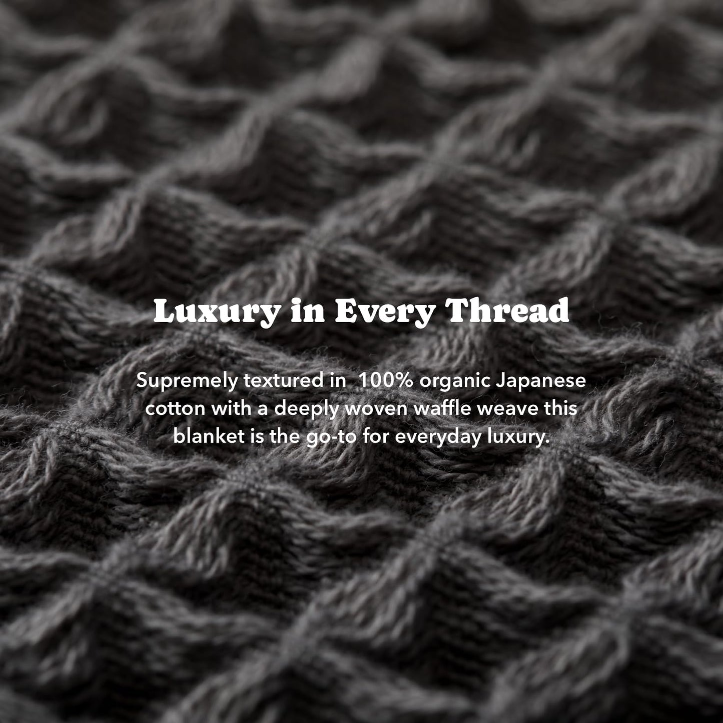 Luxury Japanese Cotton Waffle Towelket Blanket for All Sleepers | Soft, Breathable and Thermoregulating (Smoke Grey, 67''x91'')