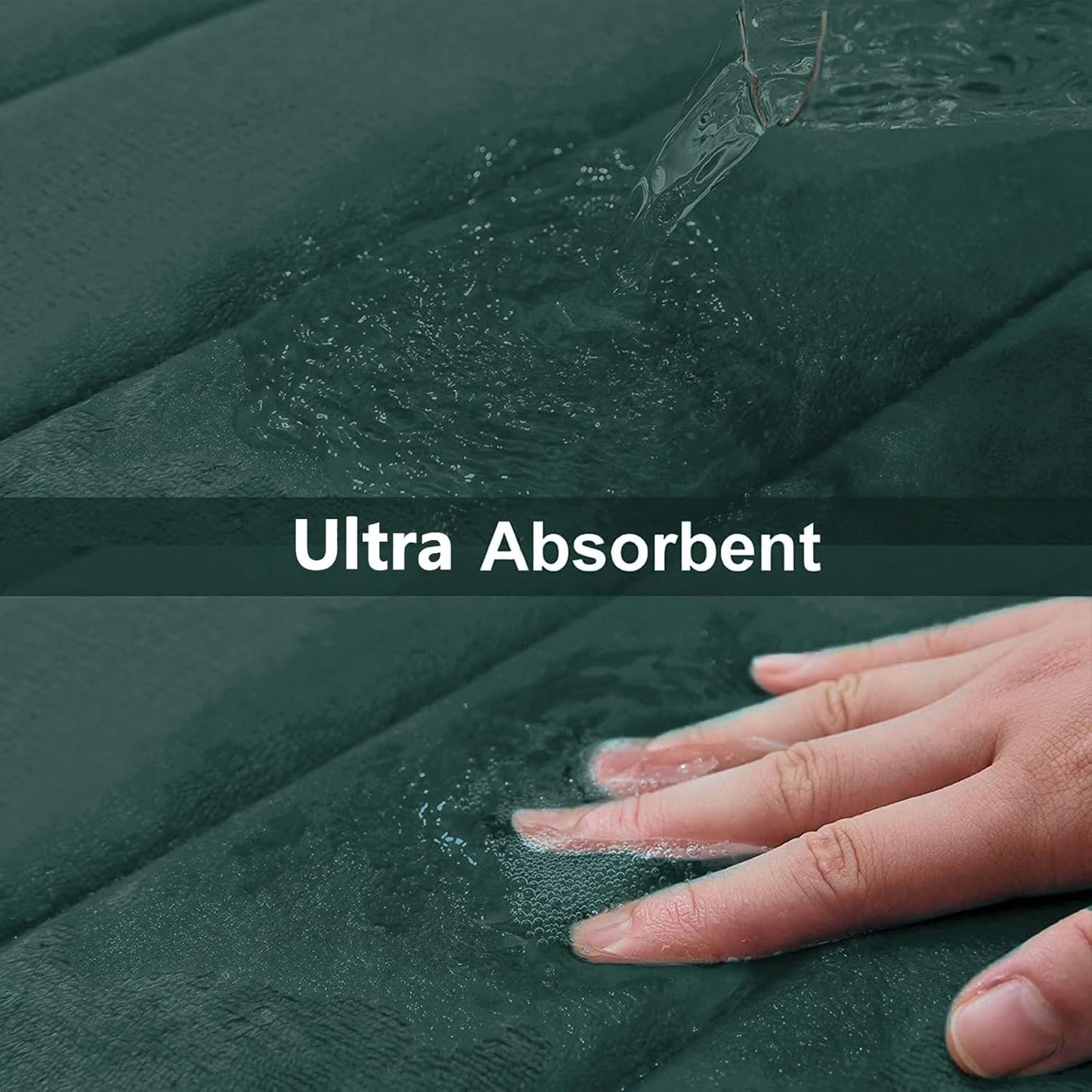 Buganda Memory Foam Bath Mat, 70" x 24", Ultra Soft and Non-Slip Bathroom Rugs, Water Absorbent and Machine Washable Bath Rug Runner for Bathroom, Shower, and Tub, Dark Green