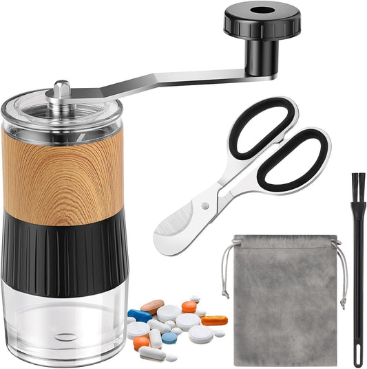 Small Portable Pill Crusher Grinder to Fine Power for Elderly - Crushes Multiple Pills, Small and Large Medication and Vitamin Tablets - Great for Feeding Tube, Kids, Pets - Suitable for Travel