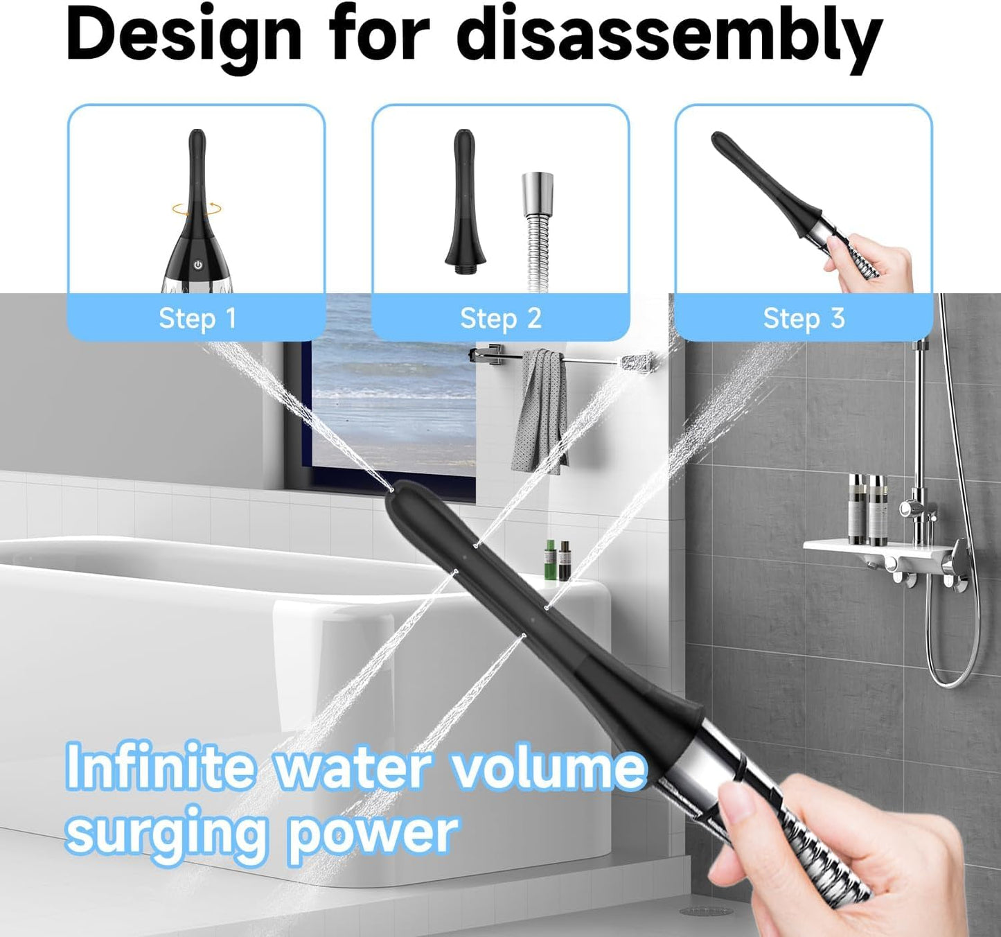 Automatic Enema Bulb Anal Douche - Anti-Backflow Electric Enema Anal Cleaner with 5 Speeds, Silicone Anal Cleaner for Men Women Colon Cleansing, Ideal Travel Douche for Men,8.8 oz