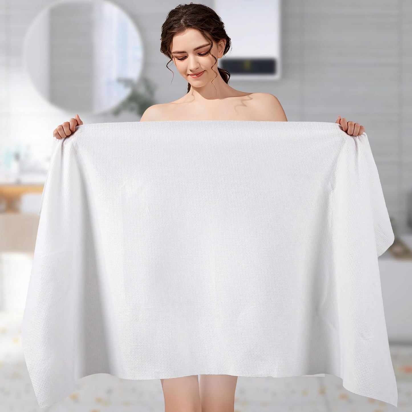 3 Pack Disposable Bath Towel 56'' x 27.5'' Disposable Body Towels for Travel, Durable Large Portable Towels for Camping Beach Swimming SPA, Individually Packed