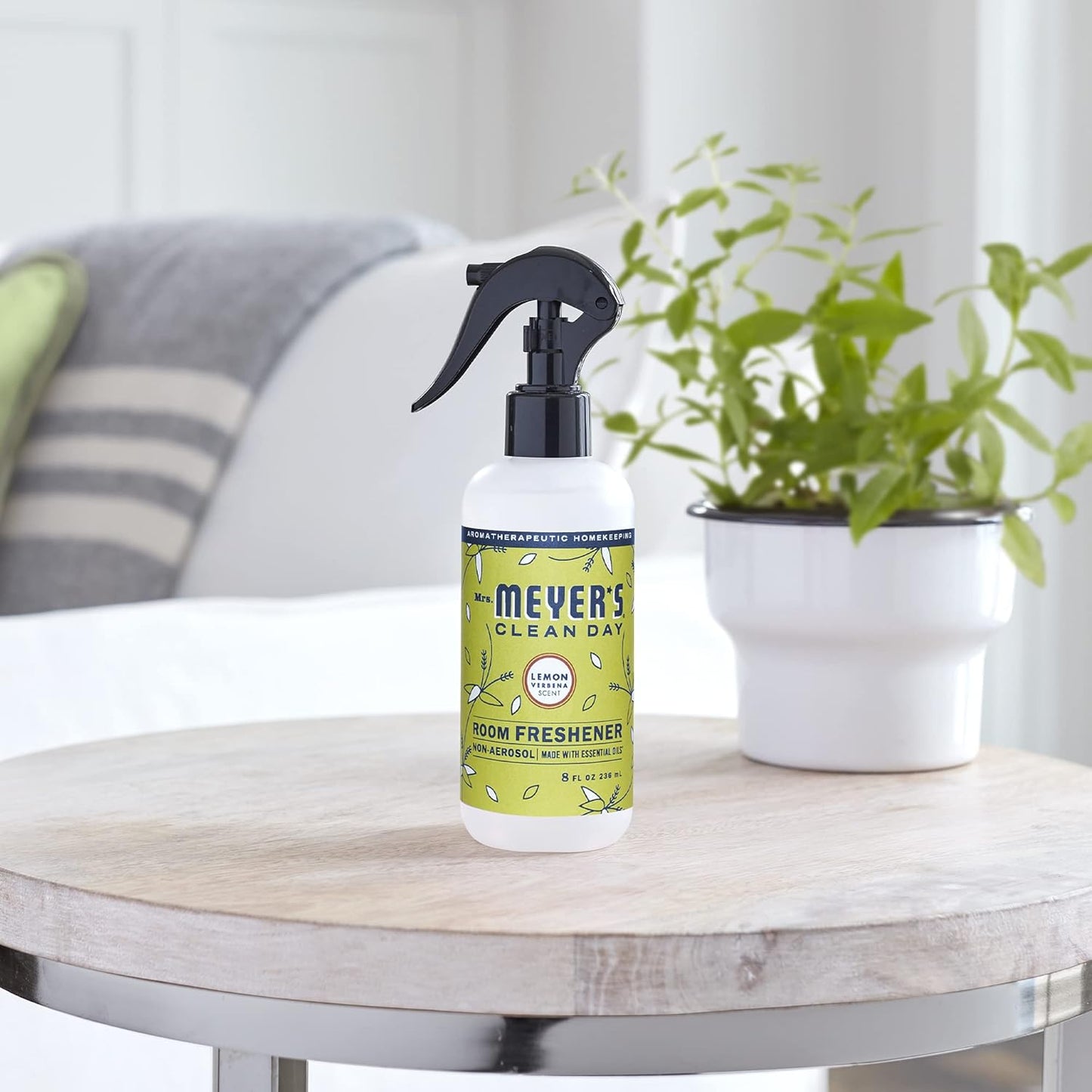 MRS. MEYER'S CLEAN DAY Room and Air Freshener Spray, Non-Aerosol Spray Bottle Infused with Essential Oils, Lemon Verbena, 8 fl. oz - Pack of 3